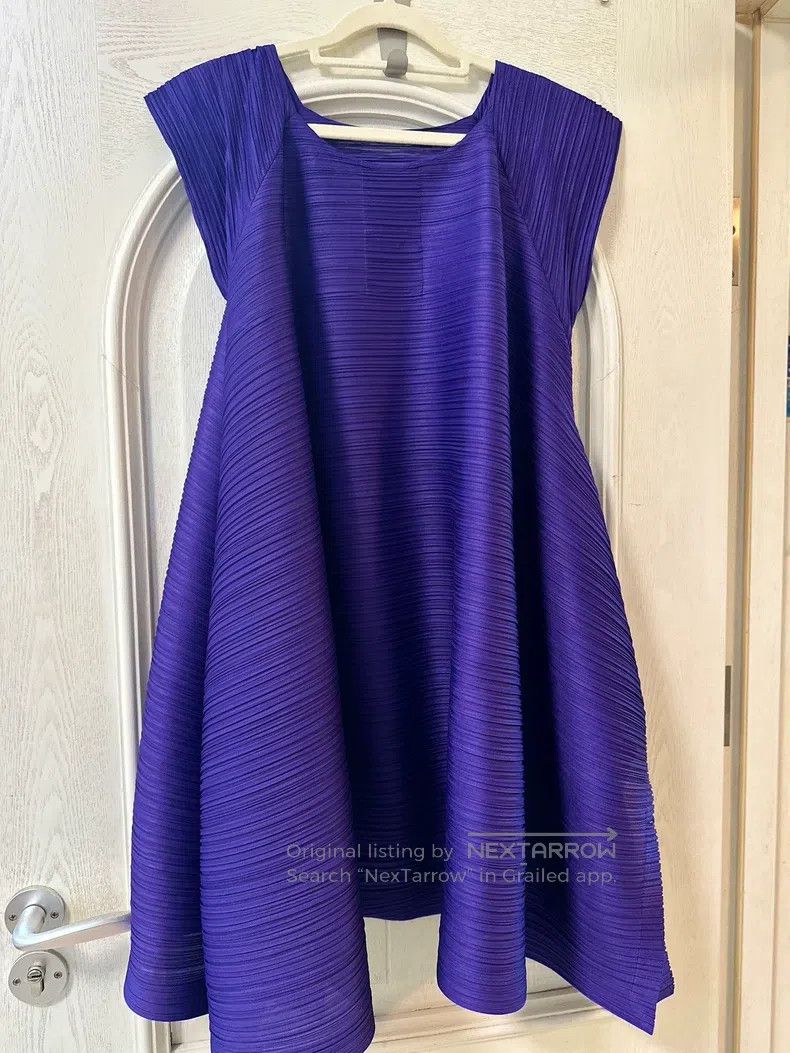 Issey Miyake Blue-Purple Ruched Dress