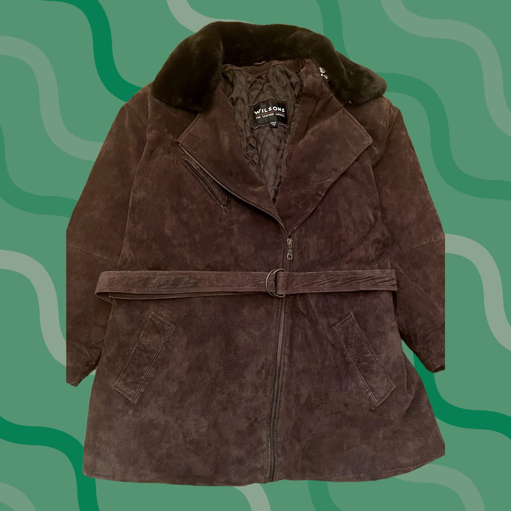 Vintage VINTAGE Wilsons Leather Experts Jacket Woman XL Trench Coat Brown Long Sleeve Leather Lining Button Pockets All Seasons Collared Size XL / US 12-14 / IT 48-50 - 1 Thumbnail
