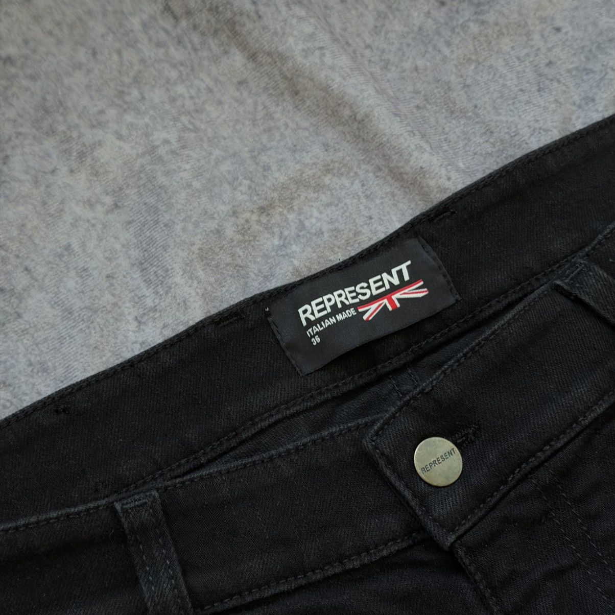 Represent Clo. Represent Distressed Slim Black Jeans Italian Made Denim Size US 36 / EU 52 - 11 Thumbnail