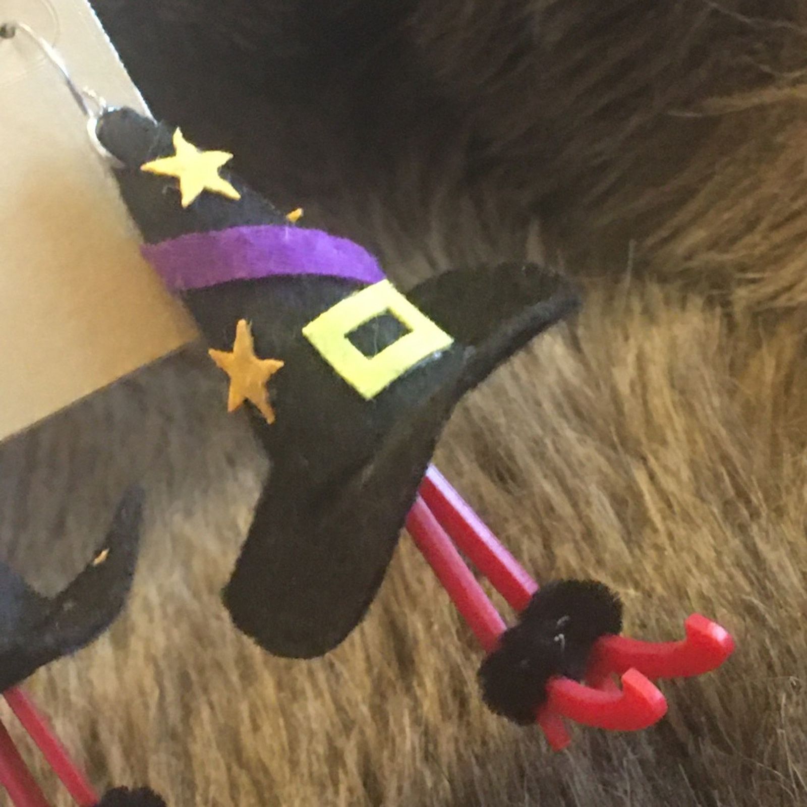 Jewelry Halloween witch hat with legs fish hook earrings Size ONE SIZE - 2 Thumbnail