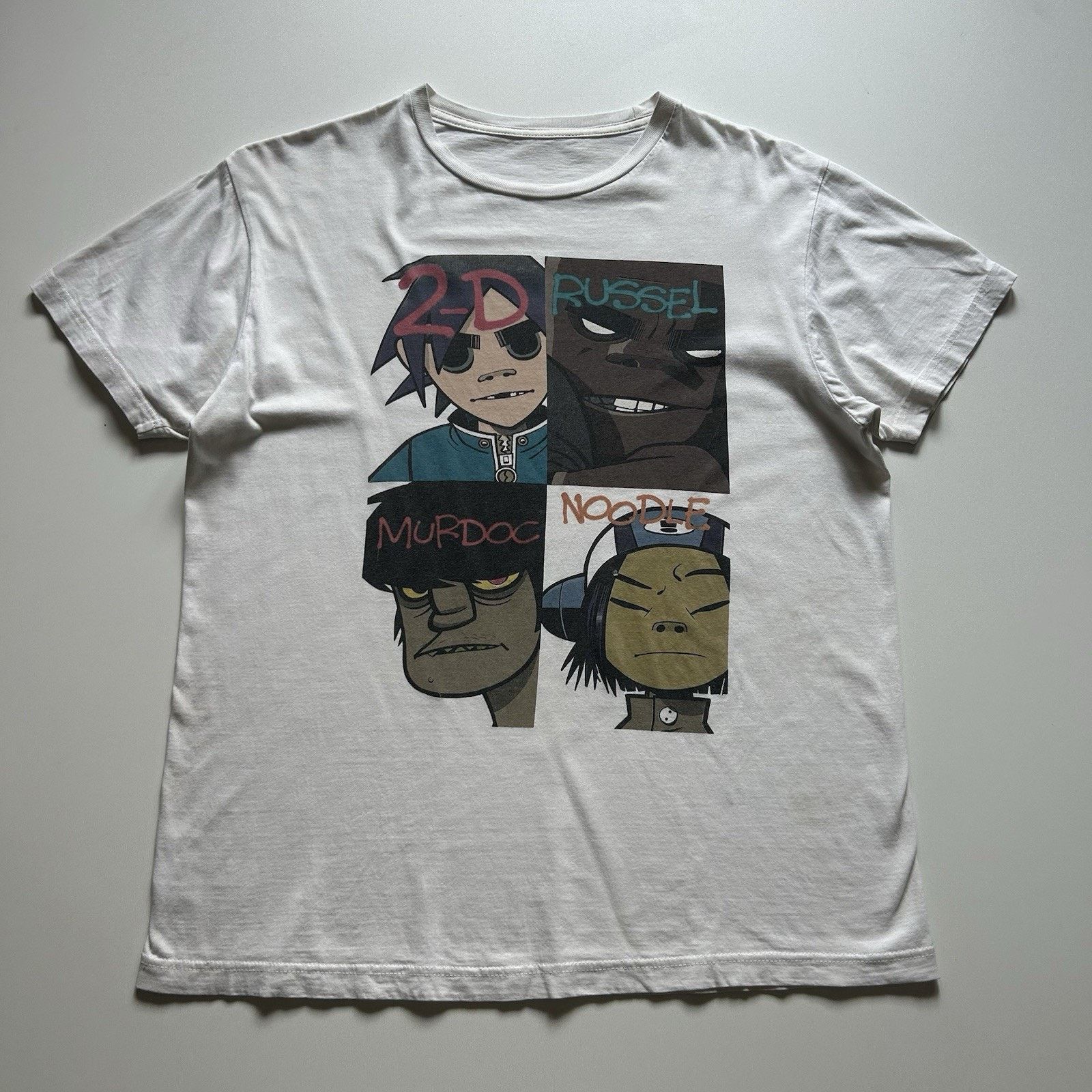 Pre-owned Band Tees Gorillaz T Shirt Band Tee Art Y2k Large White
