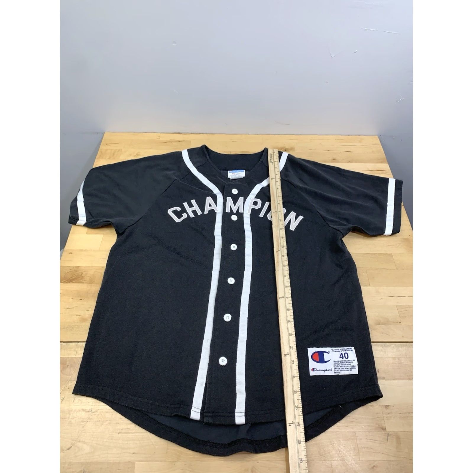 Champion VINTAGE Champion Double Dry Baseball Jersey Mens M Black Button Logo 12483 Size US M / EU 48-50 / 2 - 5 Thumbnail