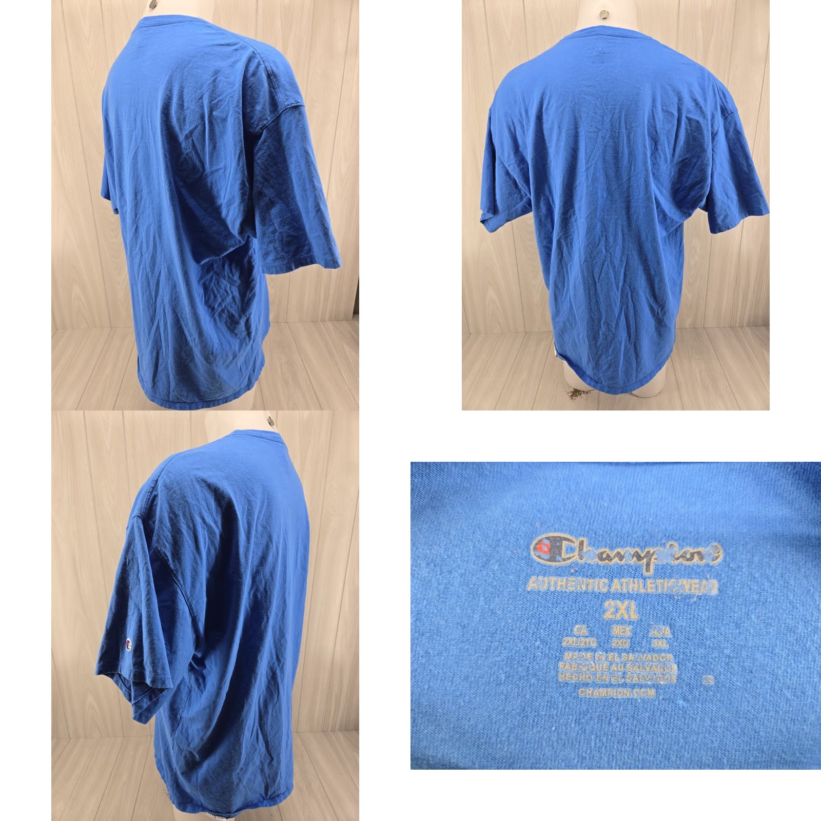 Champion Champion T Shirt Men 2XL Blue Embroidery Logo Crew Neck Short Sleeve Sports Logo Vintage: No (omit) Size US XXL / EU 58 / 5 - 8 Thumbnail