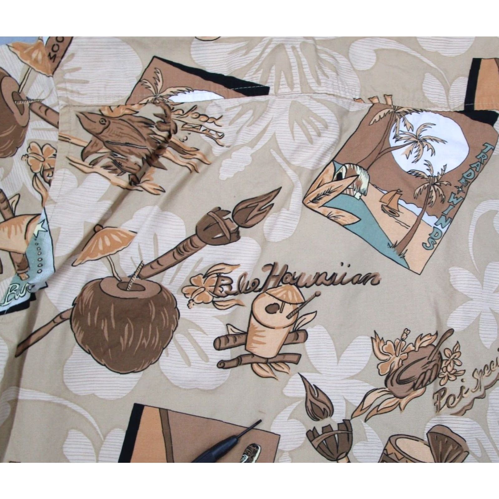 Vintage Toes on The Nose Shirt Men Large Brown Button-Up Hawaiian Tiki Pocket Short Sleeve USA Size US L / EU 52-54 / 3 - 5 Thumbnail