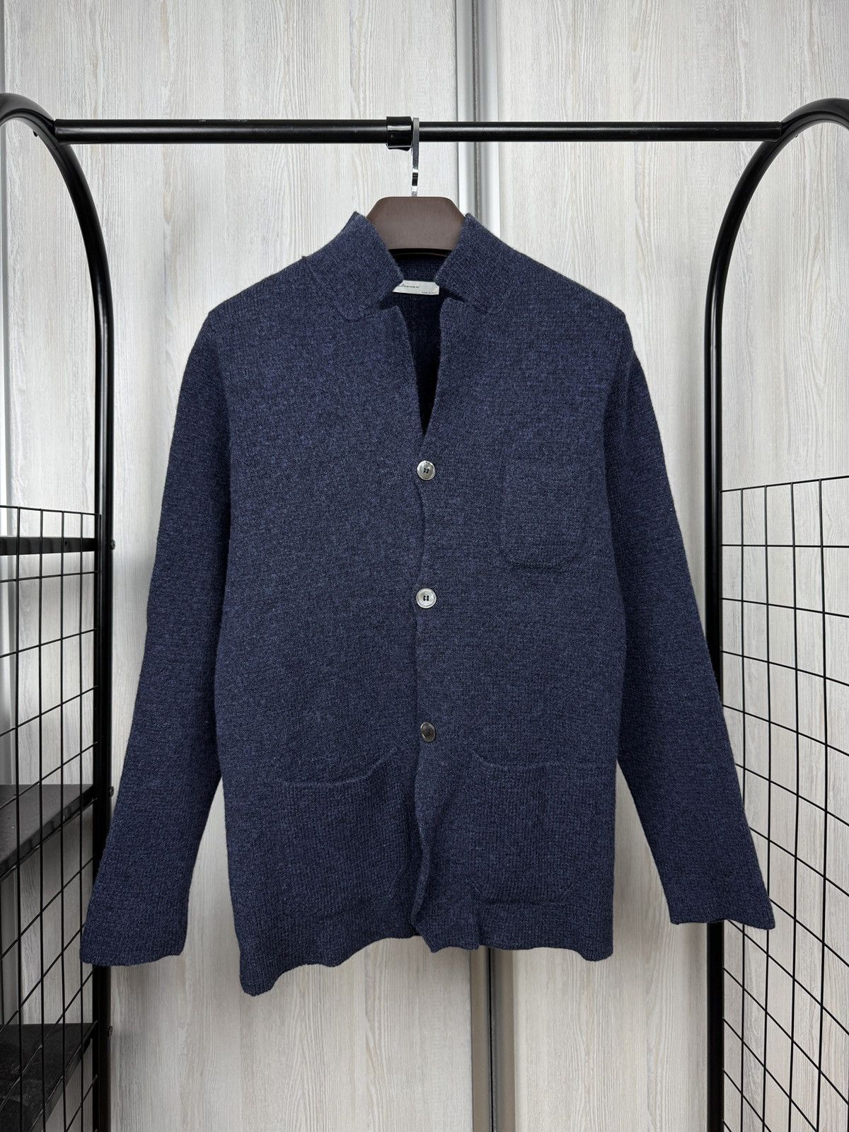 Falcone Falconeri blue knitted 3 button blazer cardigan Size 36R - 1 Thumbnail