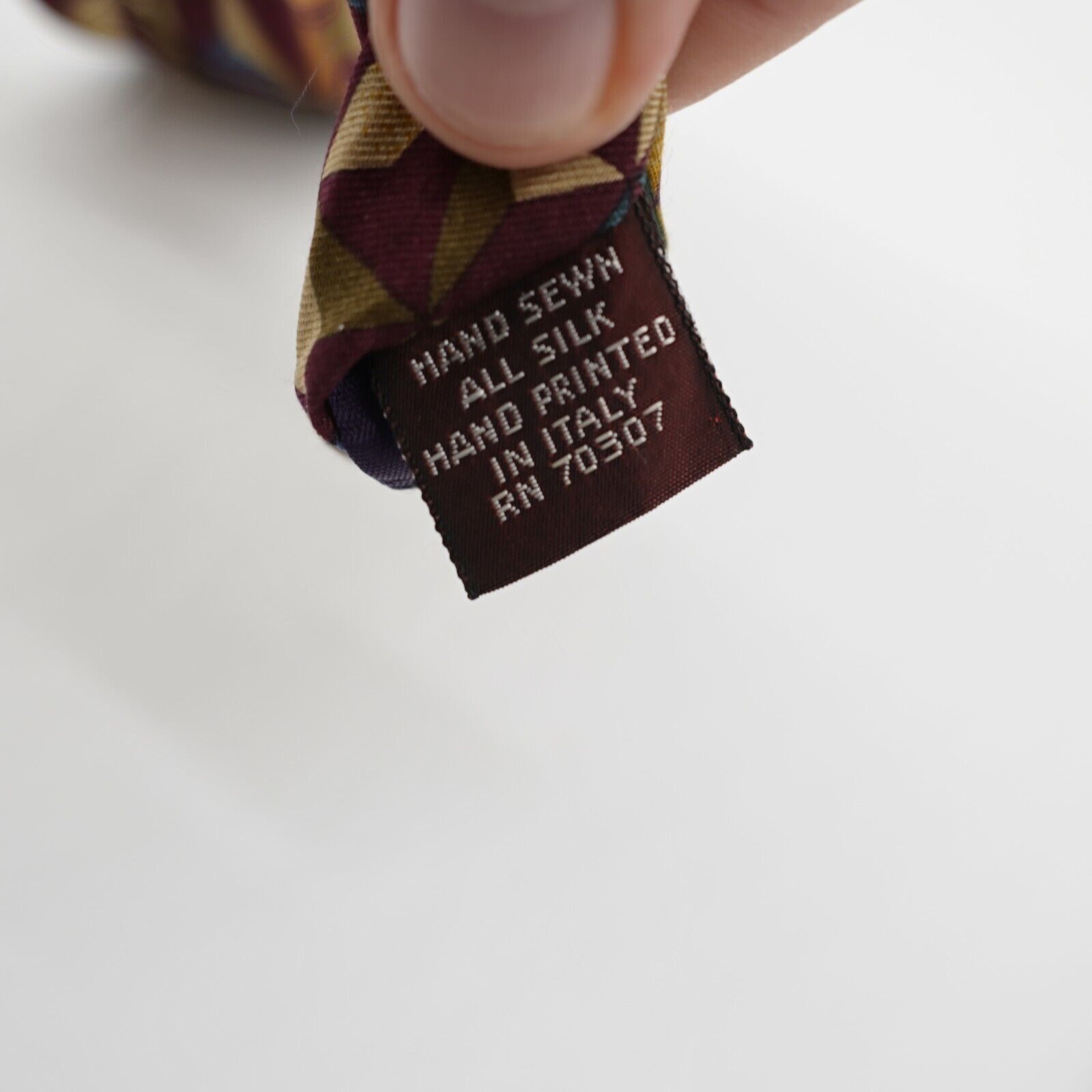 Jos. A. Bank Jos A Bank Executive Red Tan Green Geometric Print Silk Tie Size ONE SIZE - 4 Thumbnail