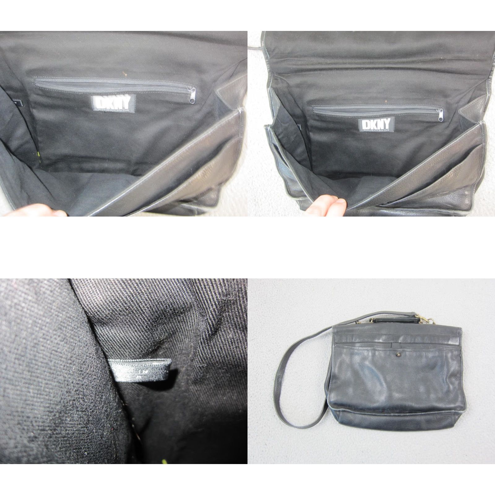 DKNY VINTAGE DKNY Messenger Bag Womens Black Leather Crossbody Satchel Work Classic Size ONE SIZE - 8 Thumbnail