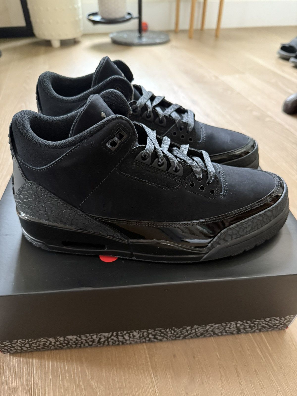 Jordan Brand Nike Jordan 3 Retro Black Cat 2025 Triple Black Size 8.5 Size US 8.5 / EU 41-42 - 4 Thumbnail