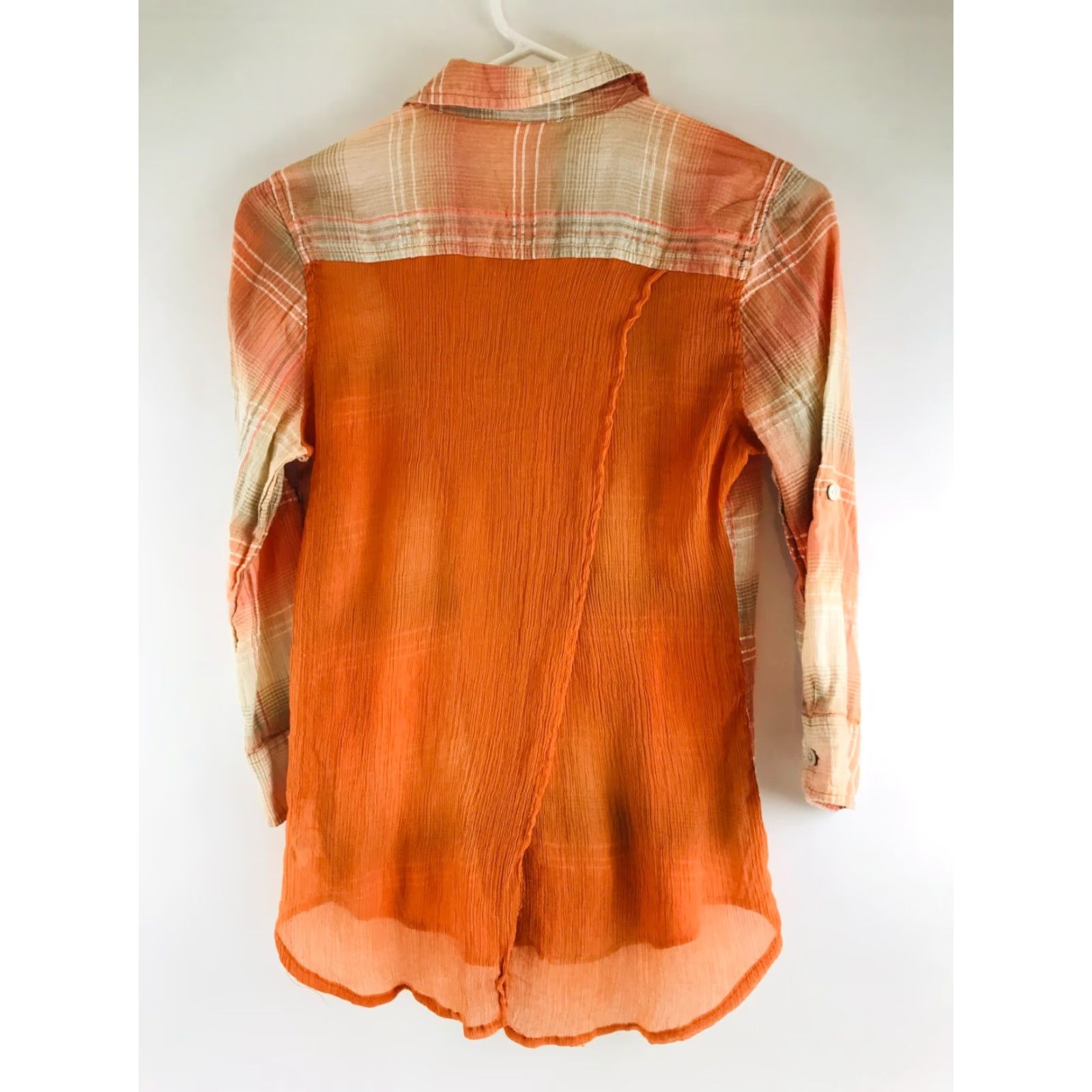 Vintage Maurices Shirt Women's Medium Orange Plaid Long Sleeve Button Up Pockets Size M / US 6-8 / IT 42-44 - 2 Thumbnail