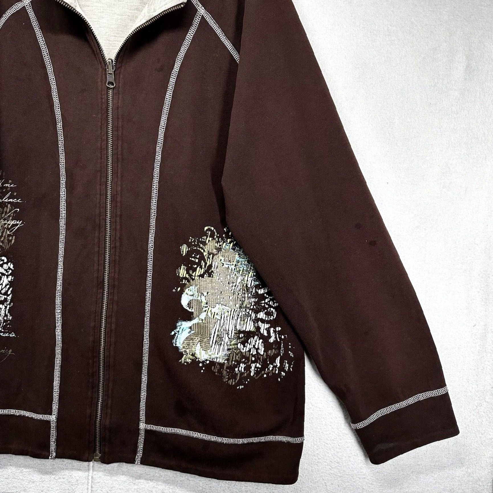Vintage Chico's Zenergy Women's Jacket Size XL Brown Geometric Full Zip Casual 90s Size XL / US 12-14 / IT 48-50 - 5 Thumbnail