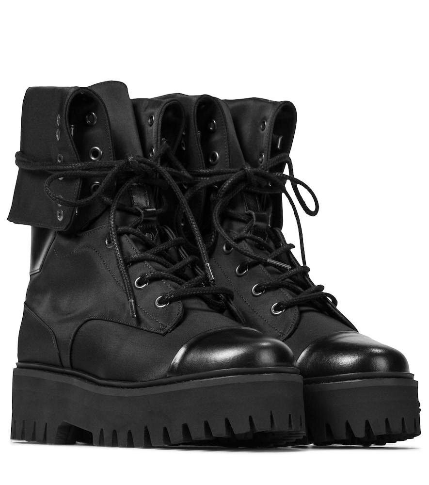 image of Dorothee Schumacher Satin Leather Combat Boots High Black 38, Women's