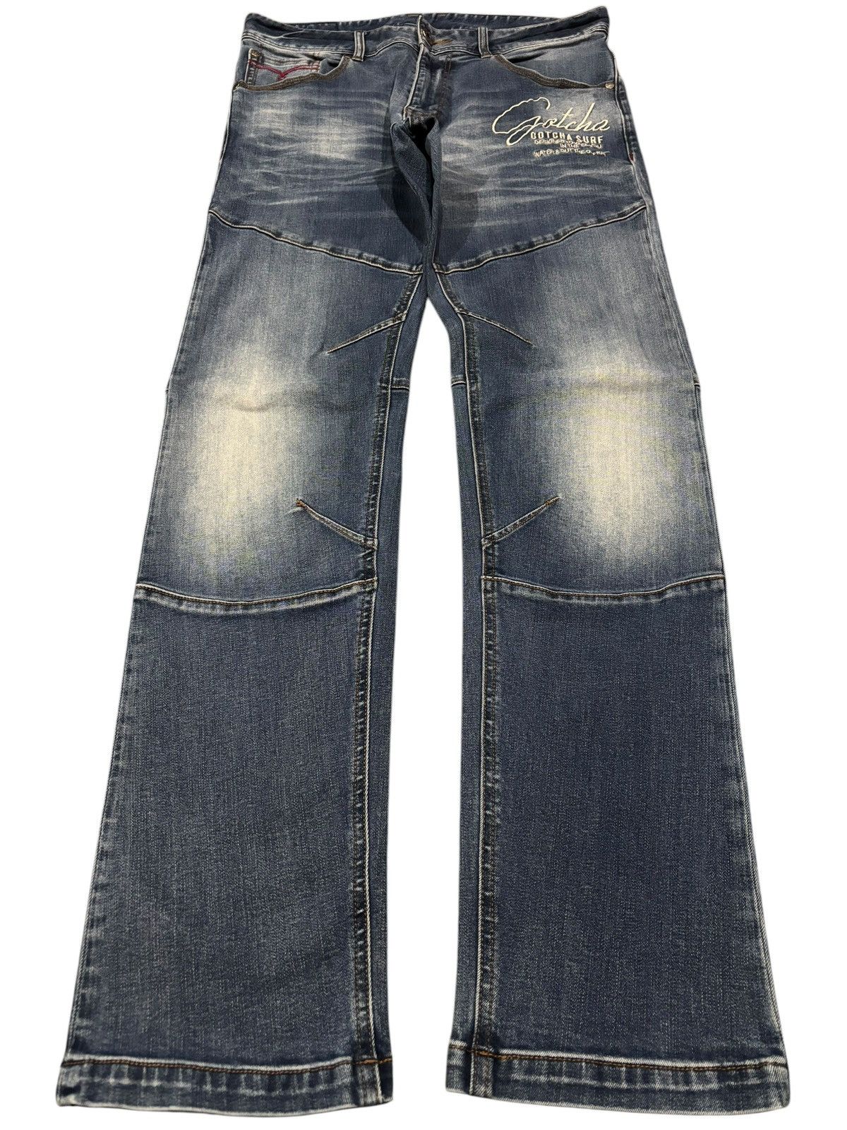 Y2k Vtg Gotcha Distressed Faded Patchwork Stretch Jeans