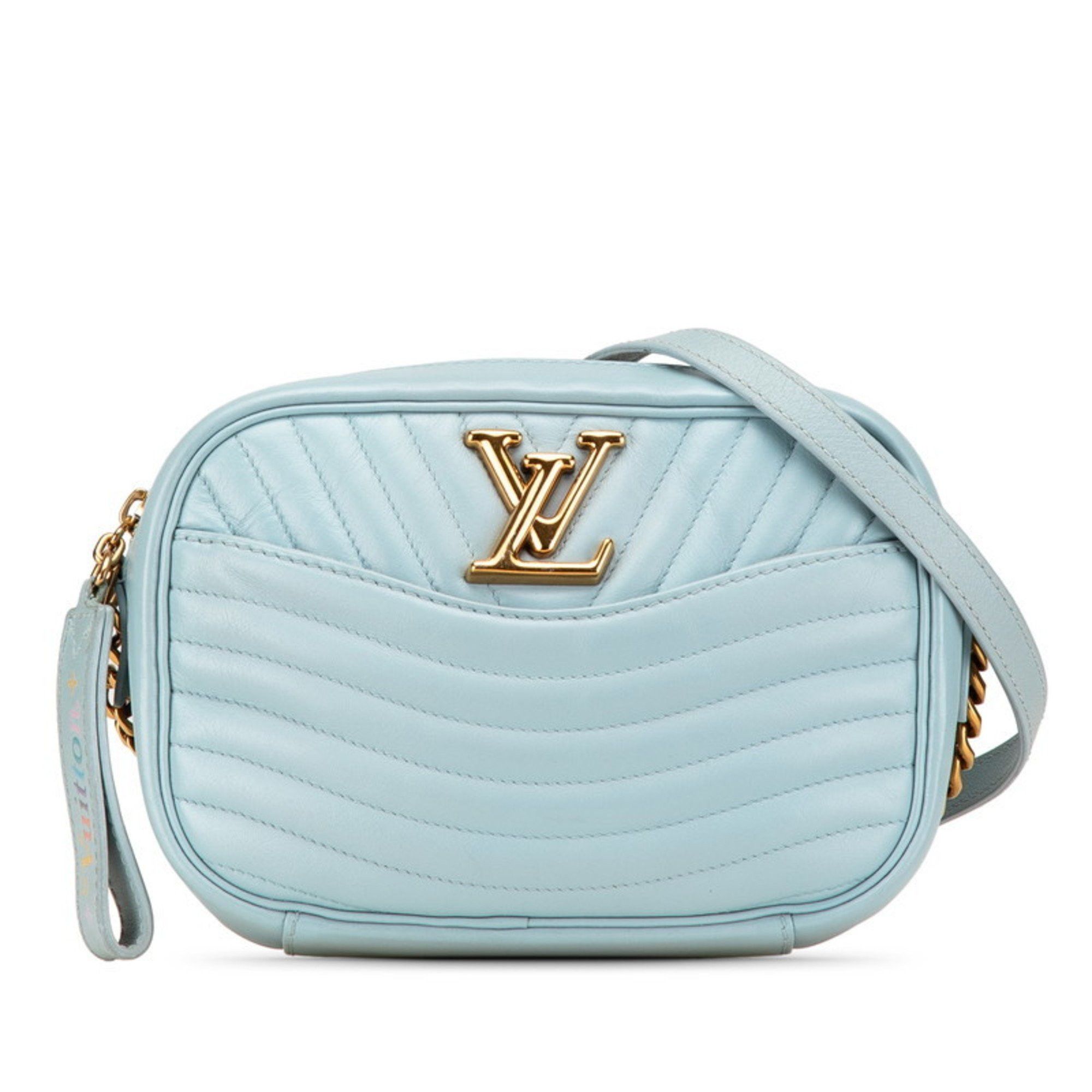 Louis Vuitton New Wave Chain Shoulder Bag Camera M55329 Blue Porsnail Leather Women's Louis Vuitton