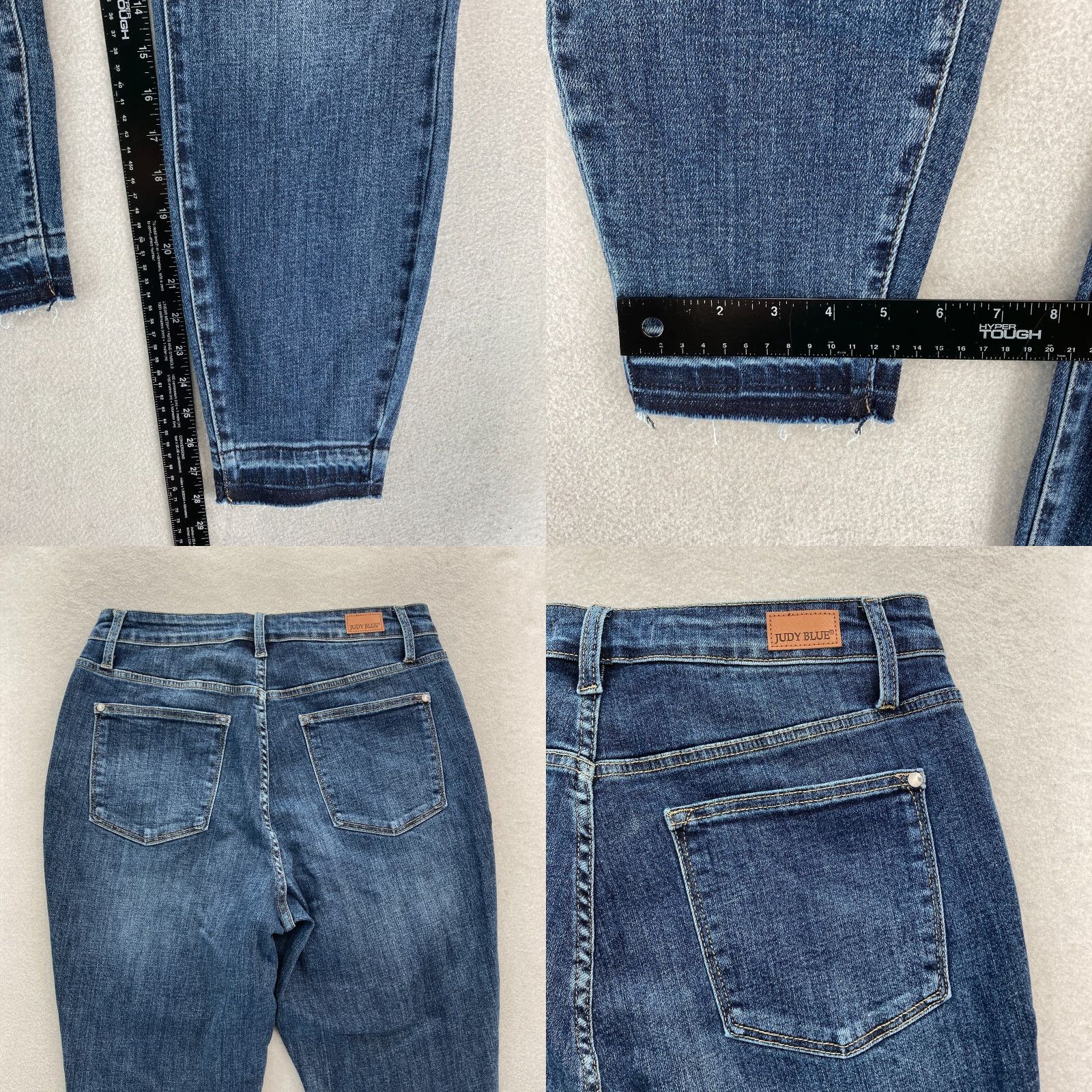Denime Judy Blue Jeans Women's 16W Skinny Fit Dark Wash Blue Stretch Denim Distressed Jeans Size 25" / US 0 / IT 36 - 8 Thumbnail