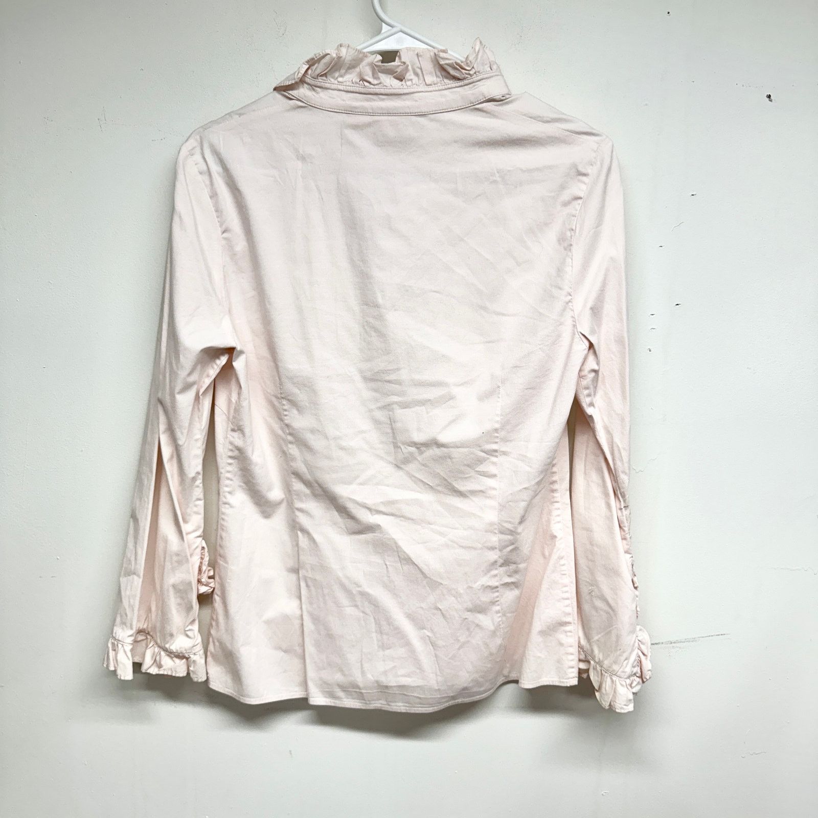 Tory Burch Tory Burch Light Pink Ruffled Long Sleeve V Neck Blouse Sz 4 Size S / US 4 / IT 40 - 4 Thumbnail