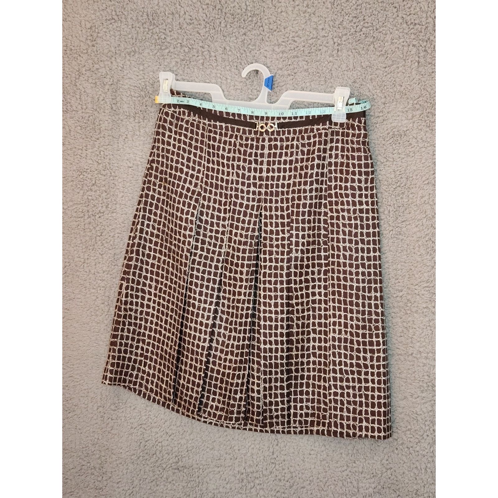 Ann Taylor Ann Taylor 100% Silk Fully Lined Brown Pleated Skirt Belt 4 Size 27" / US 4 / IT 40 - 1 Thumbnail
