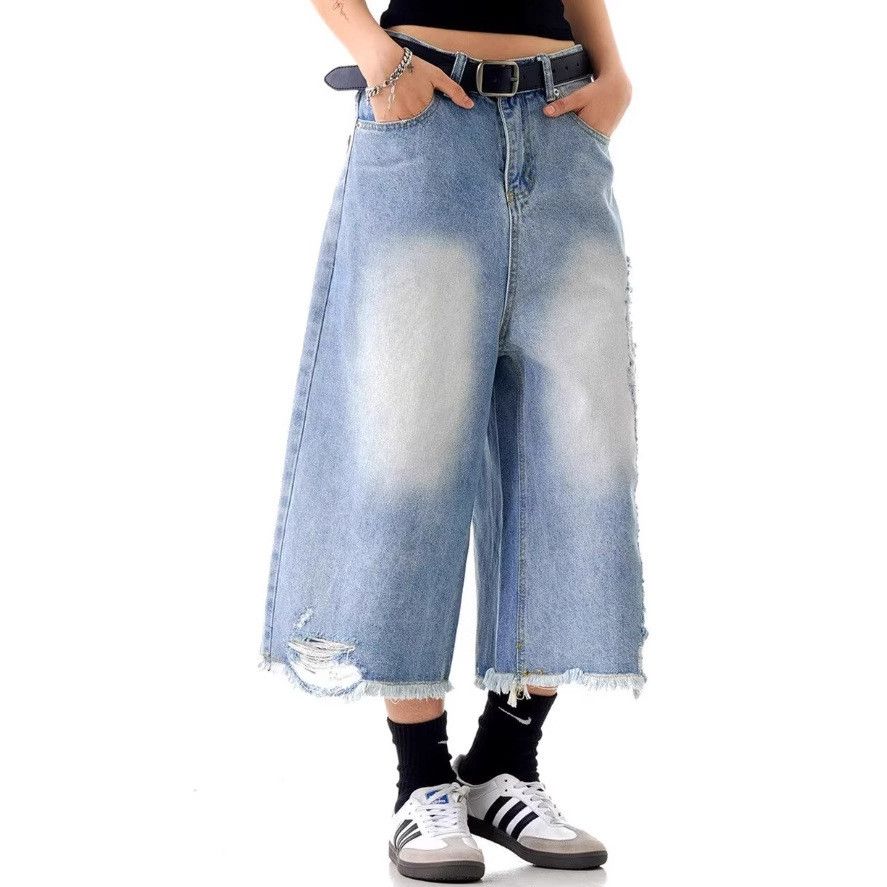 Japanese Brand Retro loose ripped denim shorts Size US 32 / EU 48 - 3 Thumbnail