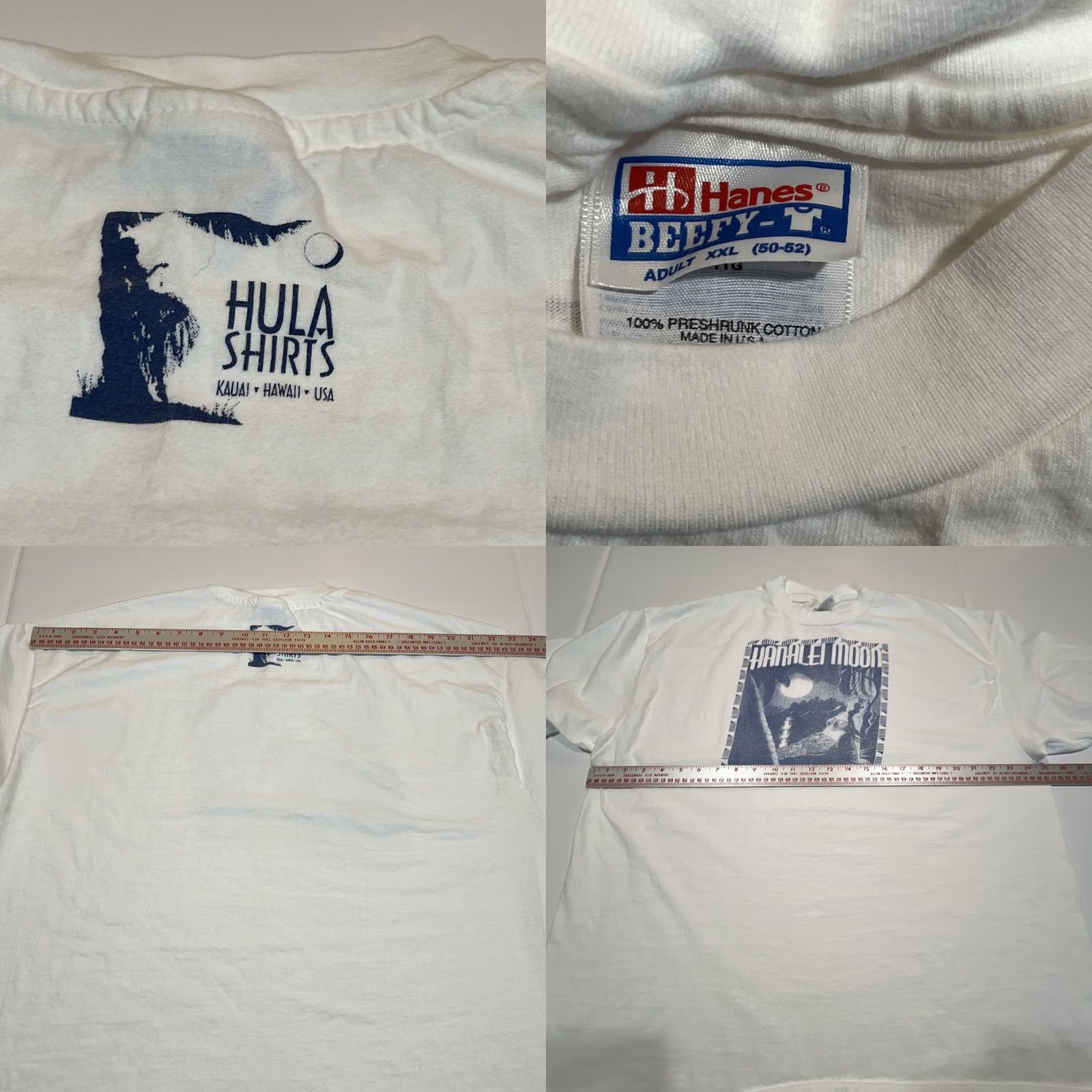 Hanes VINTAGE Hanalei Moon Hanes T Shirt Men 2XL White Blue Sunset Hula Graphic Tee Short Sleeve Unisex 1990s Sportswear/Beach Size US XXL / EU 58 / 5 - 8 Thumbnail