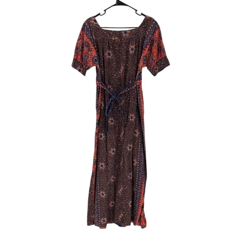 Vintage Vintage 70's Floral Print Maxi Tie Back Dress sz L bohemian Size L / US 10 / IT 46 - 2 Thumbnail