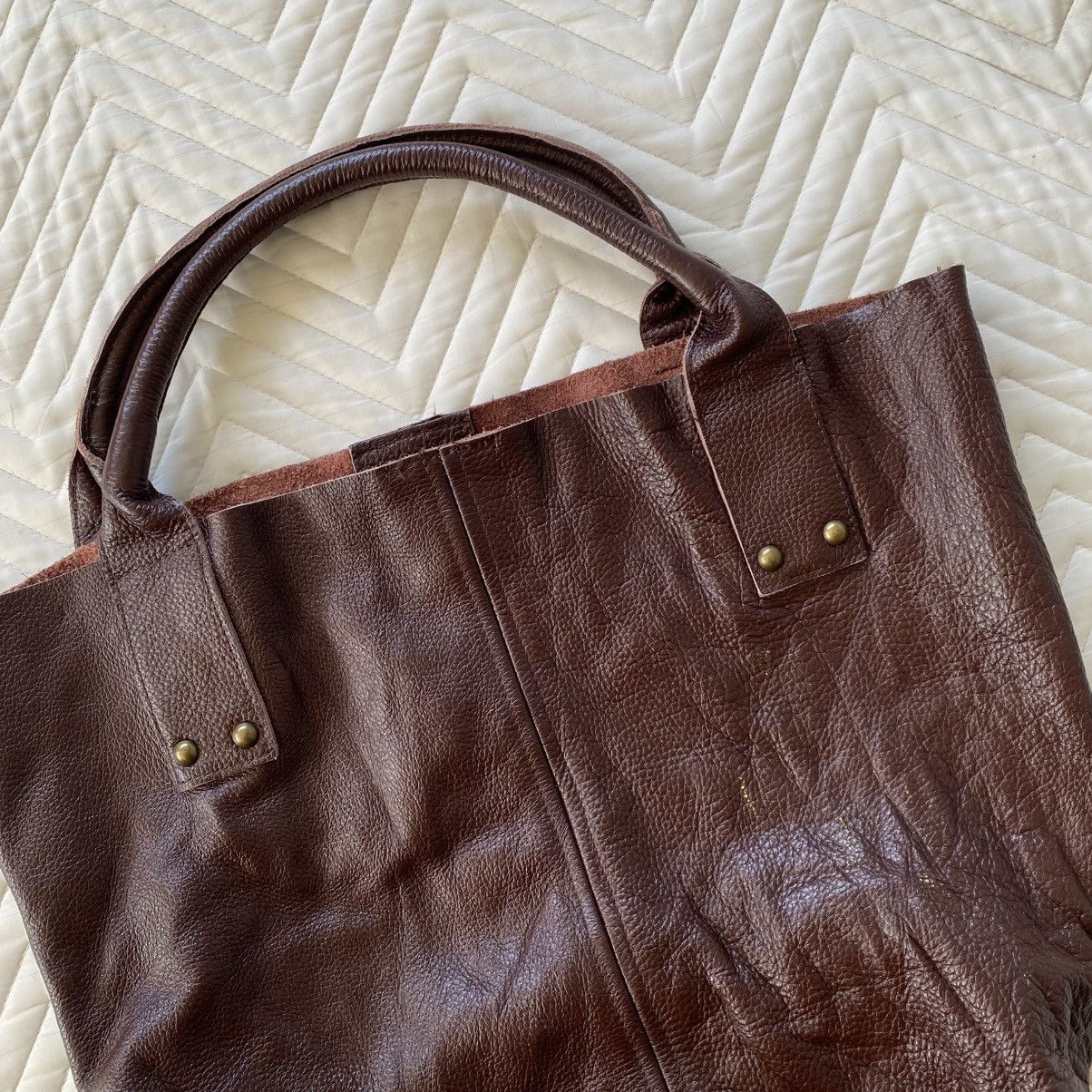 Japanese Brand Custom Made Denim Tote Bag– Vintage Patina Look Size ONE SIZE - 17 Thumbnail