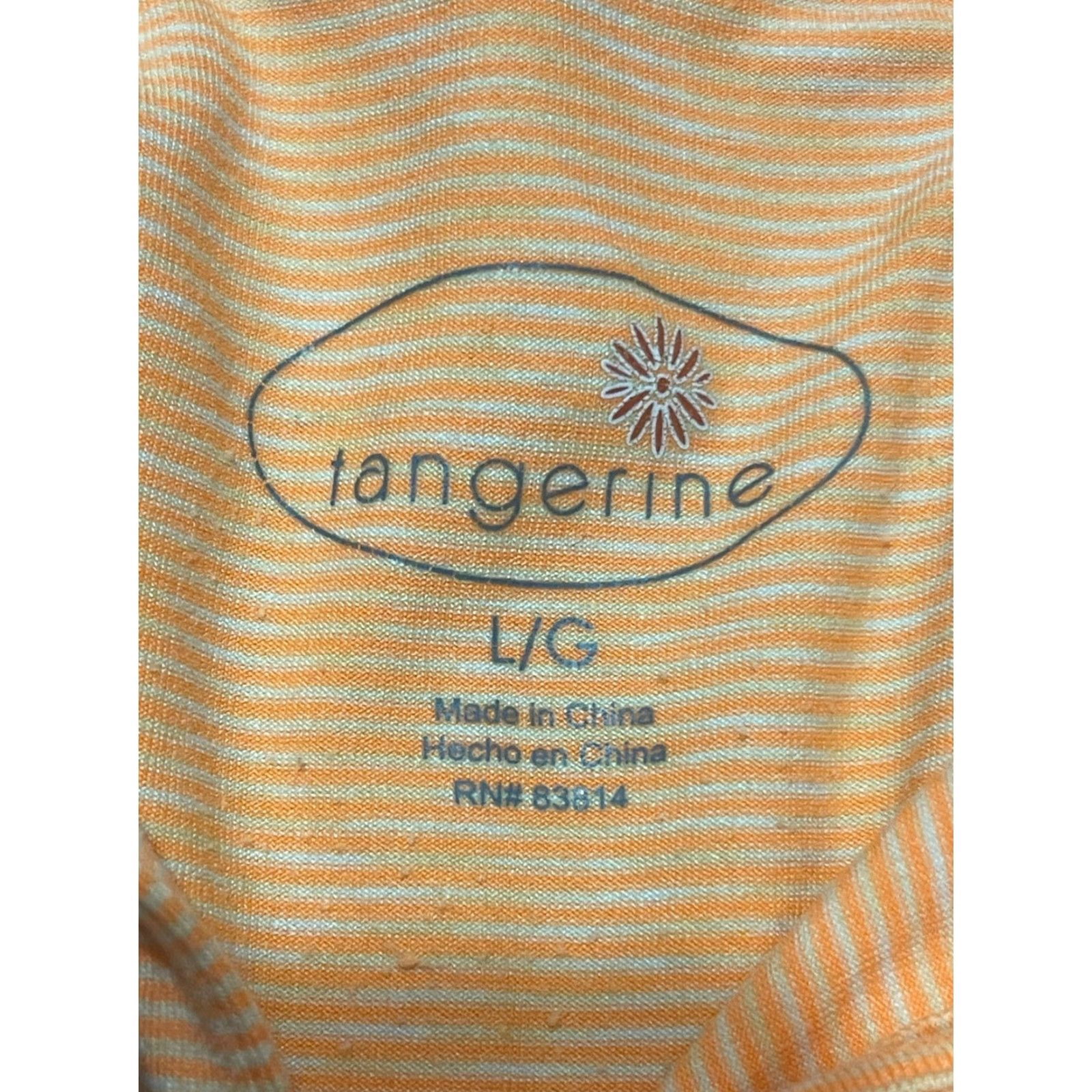 Vintage Tangerine Shirt, Women's Large, Orange White Striped, 1/4 Zip Up, T-Shirt, Regular, Casual, Fall Spring Summer, Womens Size L / US 10 / IT 46 - 7 Thumbnail