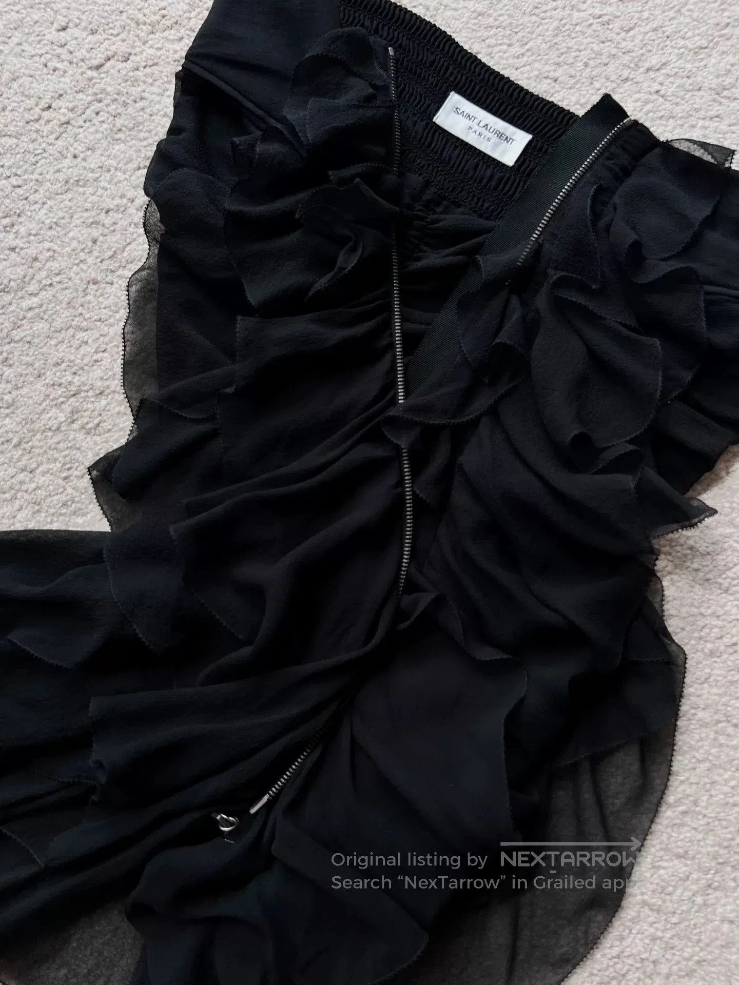 Saint Laurent Paris Saint Laurent Silk Ruffled Skirt. Size 25" / US 0 / IT 36 - 2 Thumbnail