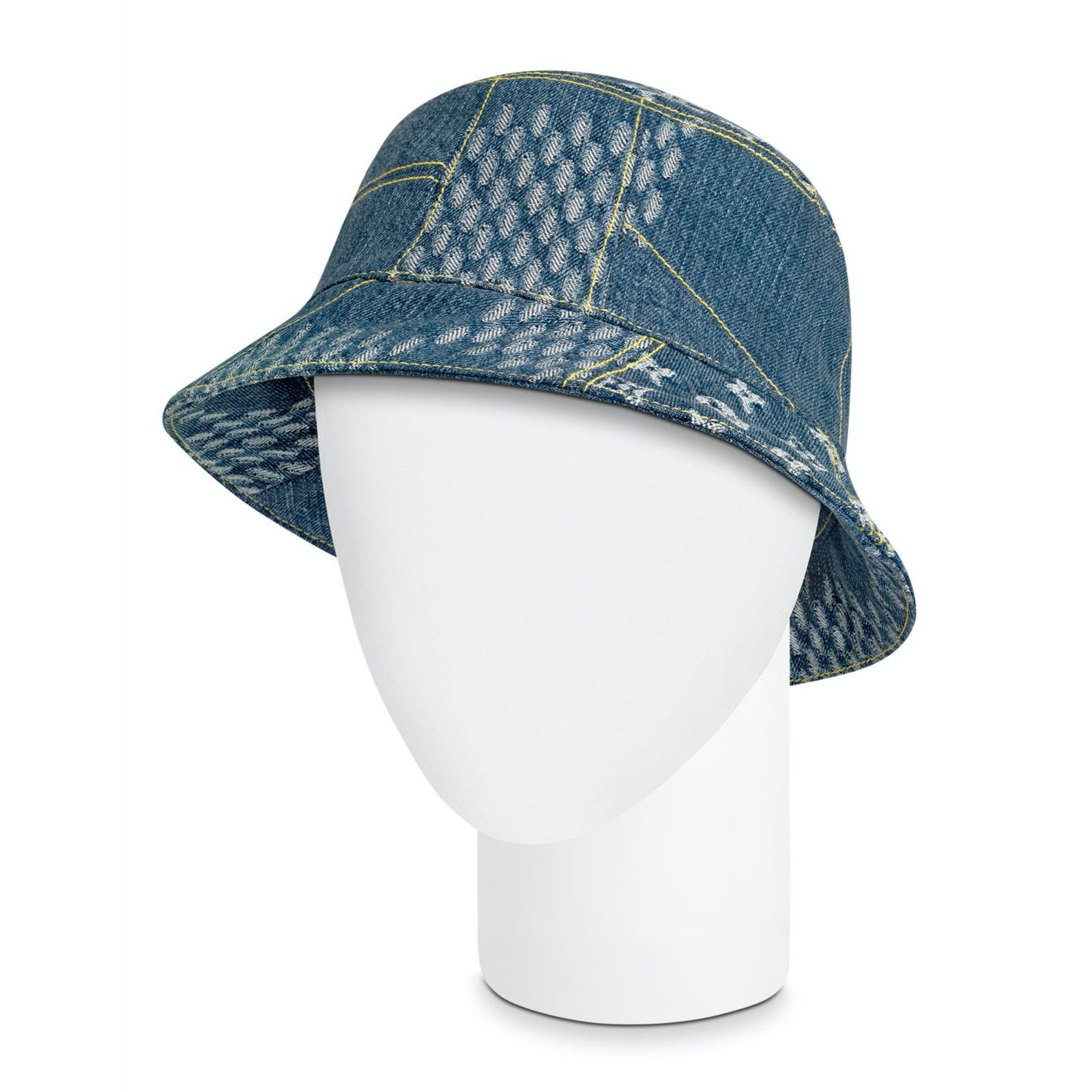 Louis Vuitton Louis Vuitton Nigo Wave Denim Logo Sun Bucket Hat M 58cm Size ONE SIZE - 8 Thumbnail