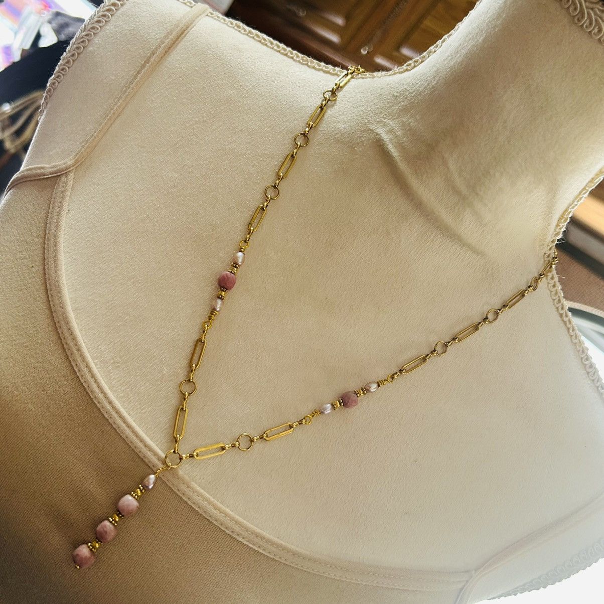 Handmade Handcrafted faceted square cut rhodonite necklace Size ONE SIZE - 1 Thumbnail