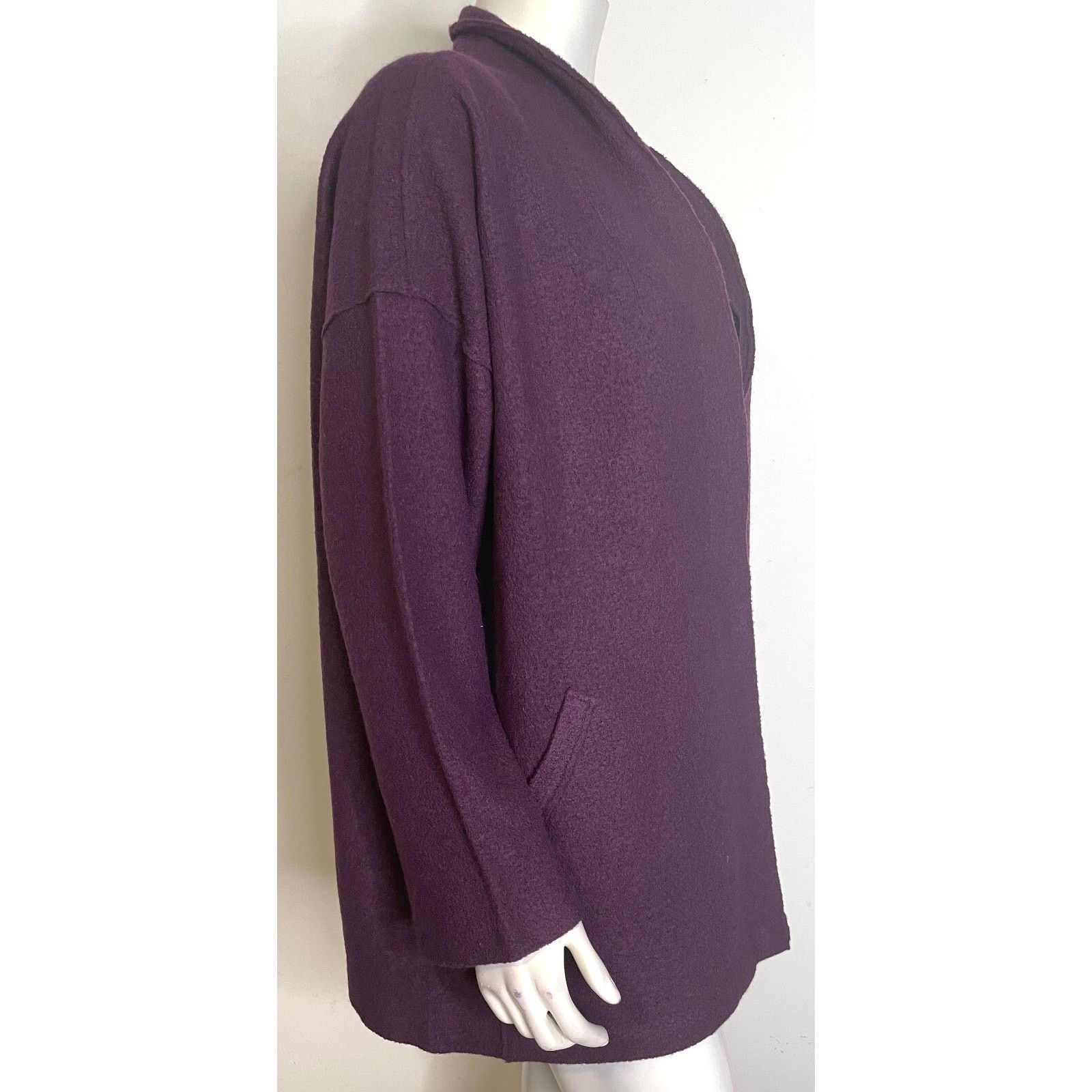 Eileen Fisher Eileen Fisher Plum Boiled Wool Kimono Jacket L NWT $348 Size L / US 10 / IT 46 - 6 Thumbnail
