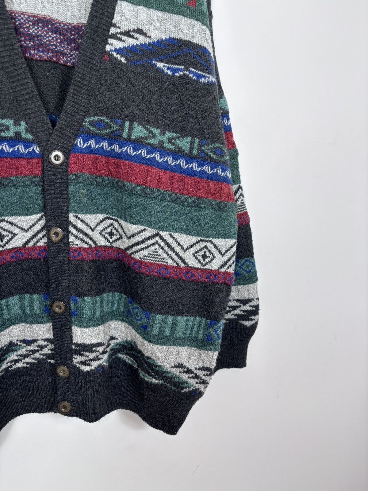 Other Vintage Hans Lettmann Men’s Abstract Knit Cardigan Sweater Size US XL / EU 56 / 4 - 6 Thumbnail