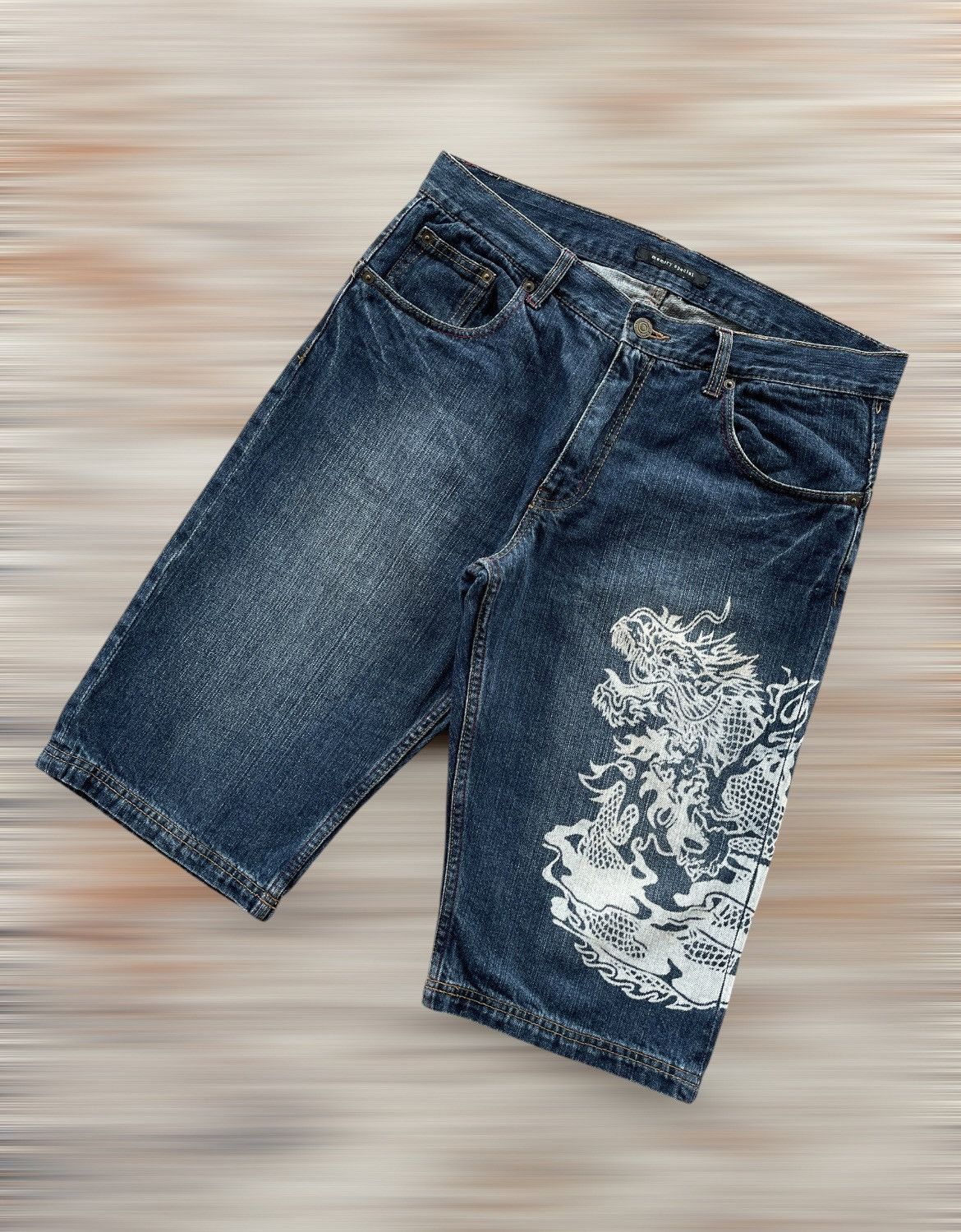 Designer × Japanese Brand MEMORY SPECIAL DRAGON PRINTED SHORT Size US 34 / EU 50 - 1 Thumbnail