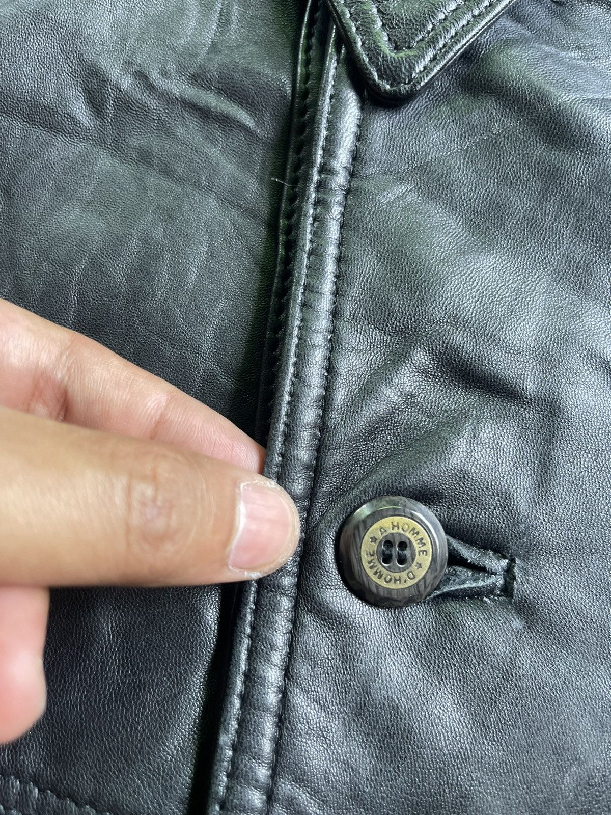 Issey Miyake Japanese Vintage D’Homme A Homme Leather Jacket Size US L / EU 52-54 / 3 - 5 Thumbnail
