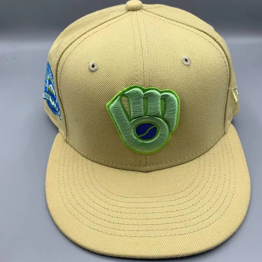 New Era Milwaukee Brewers Hat Men 7 1/2 59Fifty New Era Fitted Cap Size ONE SIZE - 1 Thumbnail