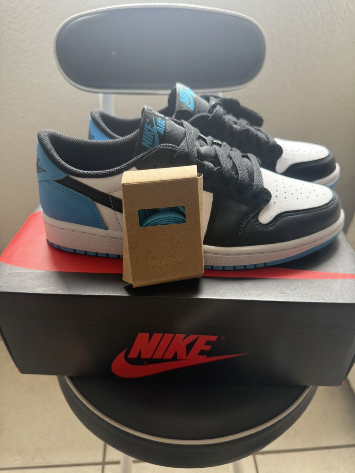 Nike Jordan 1 Retro Low OG Black dark Powder Blue Size US 9 / IT 39 - 5 Thumbnail