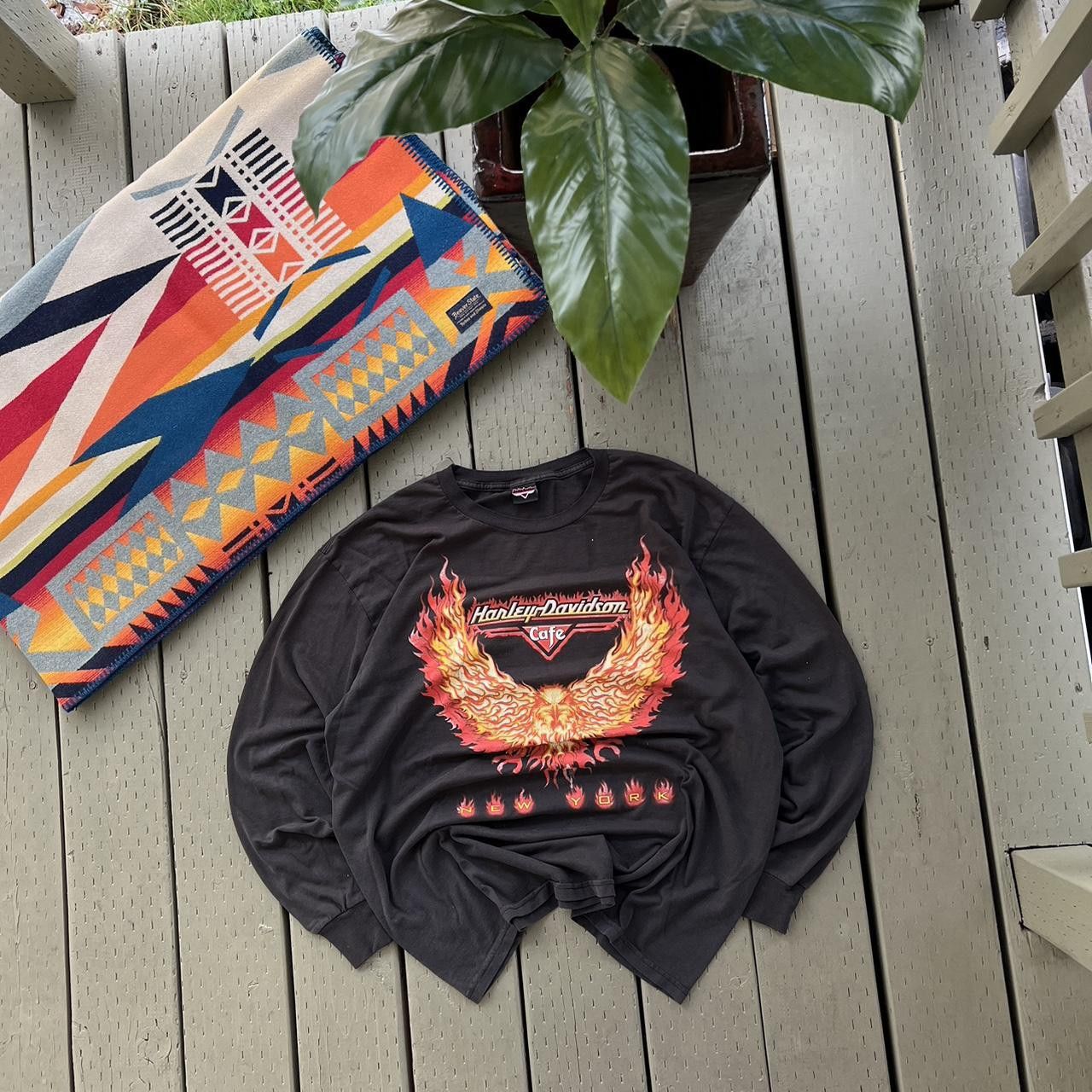 Harley Davidson × Vintage Vintage Harley Davidson Long Sleeve Firebird Black VTG Size US L / EU 52-54 / 3 - 3 Thumbnail