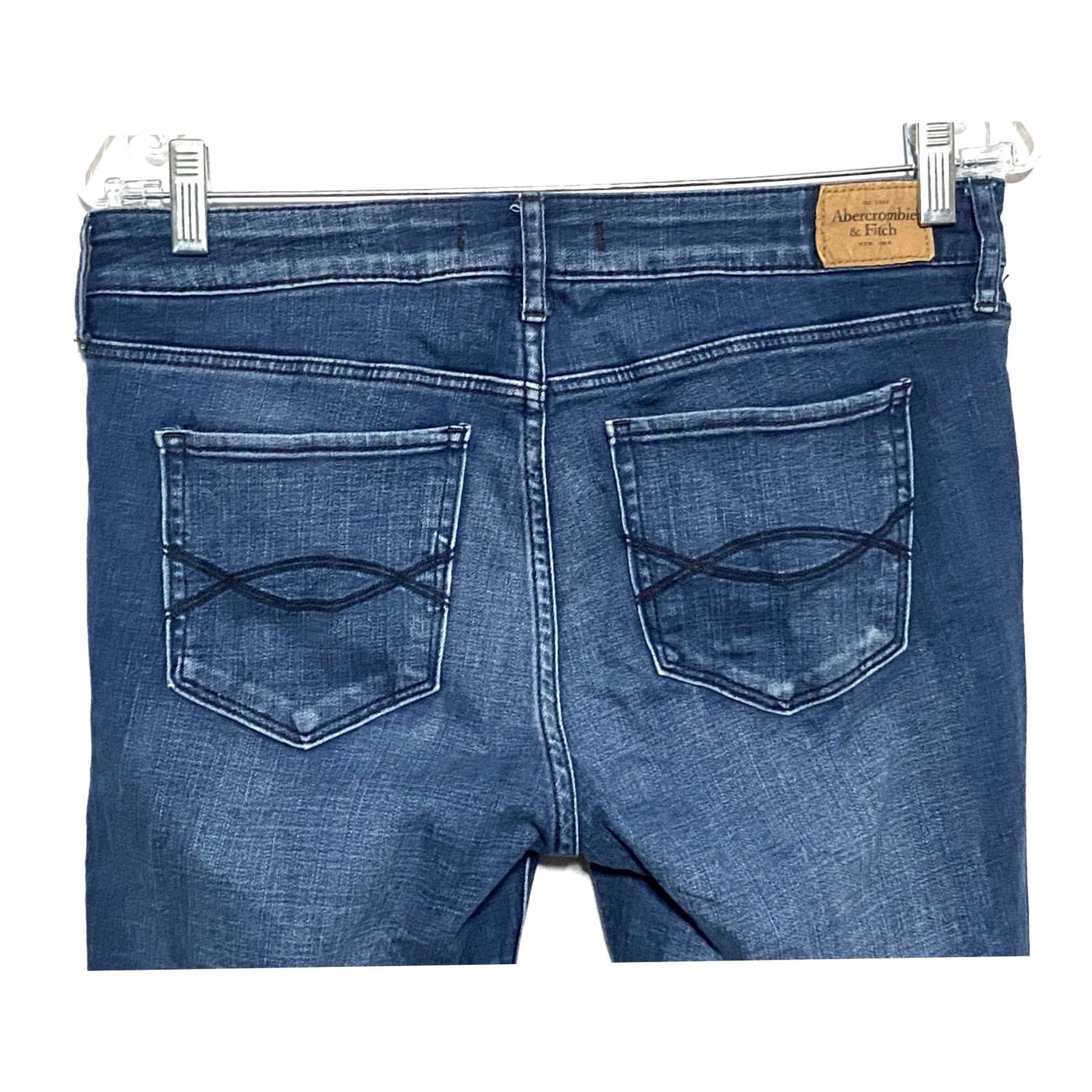 Abercrombie & Fitch Abercrombie & Fitch Signature Collection Super Skinny Jeans Womens 29 Distressed Grunge Punk Rock Denim Slim Stretch 5-Pocket Casual YeK Size 29" - 5 Thumbnail