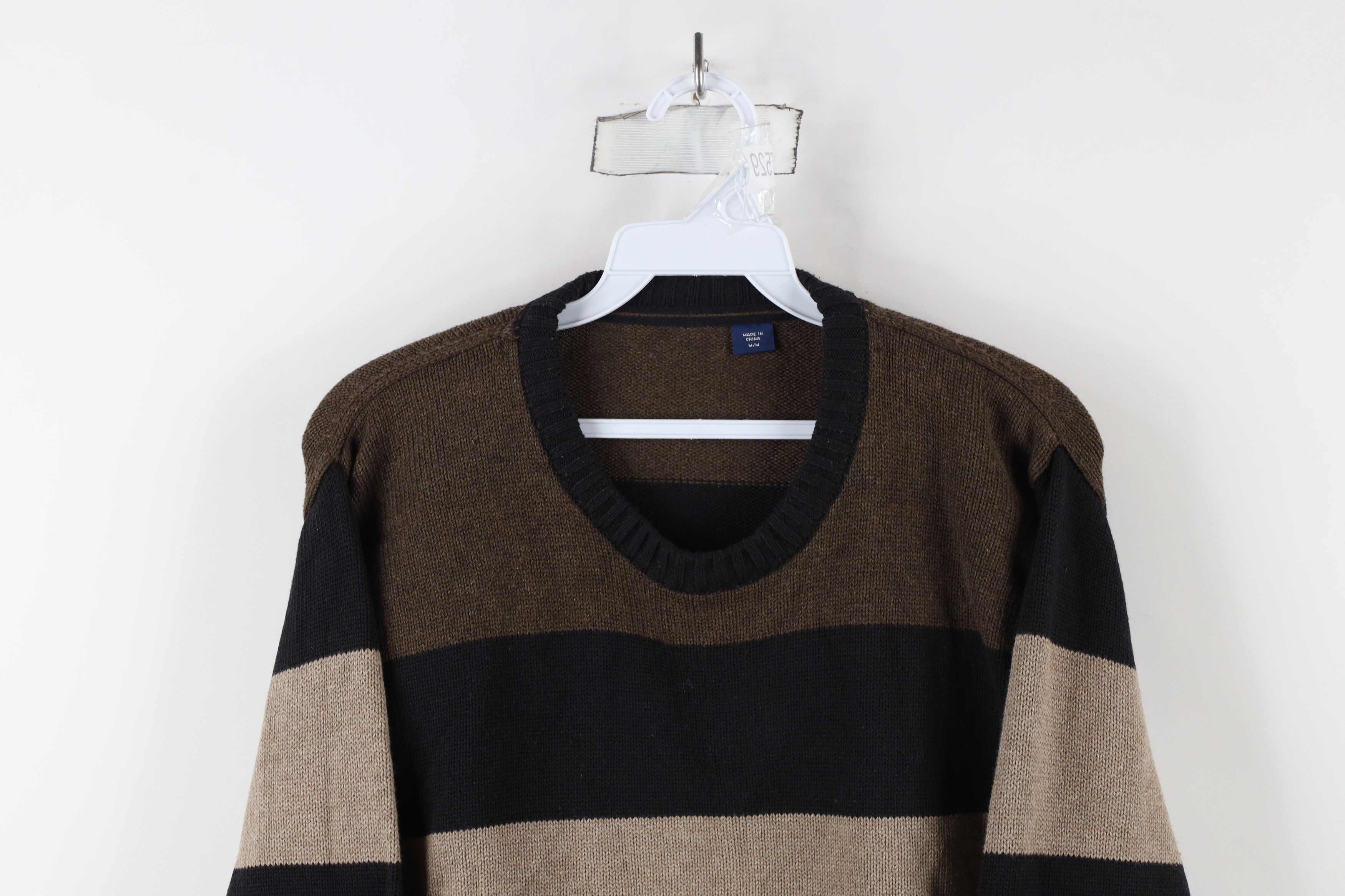 Vintage Vintage 90s Streetwear Block Striped Knit Sweater Brown Size US M / EU 48-50 / 2 - 2 Thumbnail