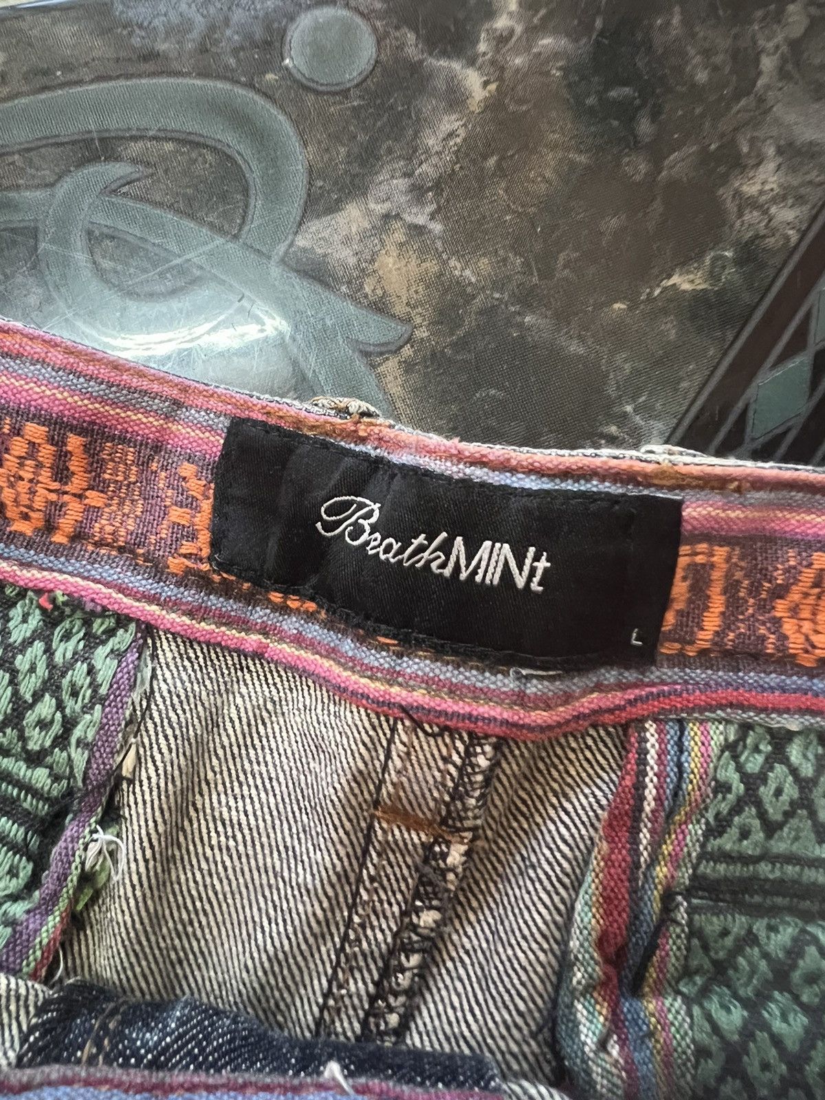 Japanese Brand SICK💥BREATHMINT NAVAJO DISTRESSED DENIM PANT Size US 32 / EU 48 - 9 Thumbnail
