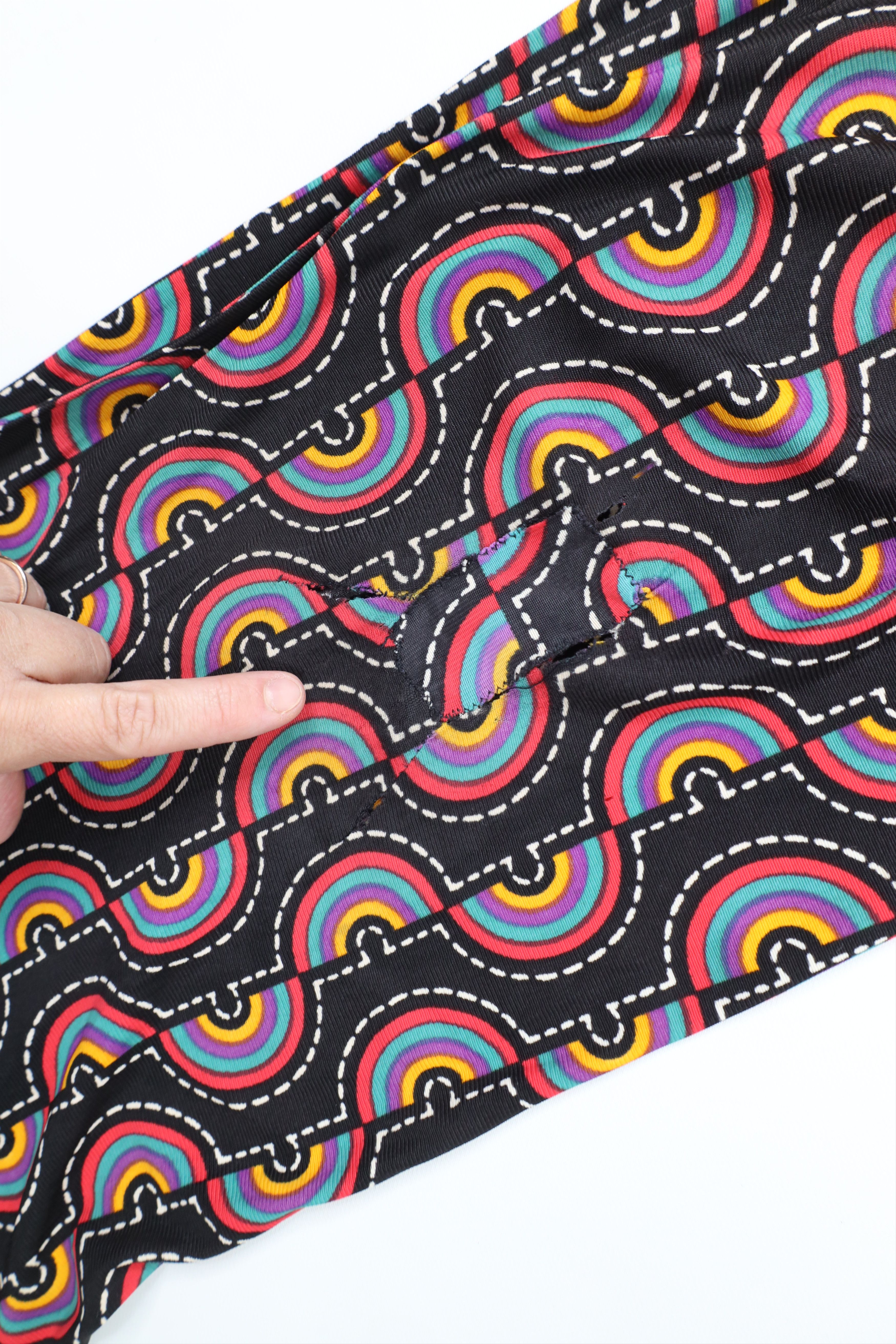 Vintage Vintage 60s 70s Rainbow Psychedelic Knit Bell Bottoms Pants Size 22" - 7 Thumbnail