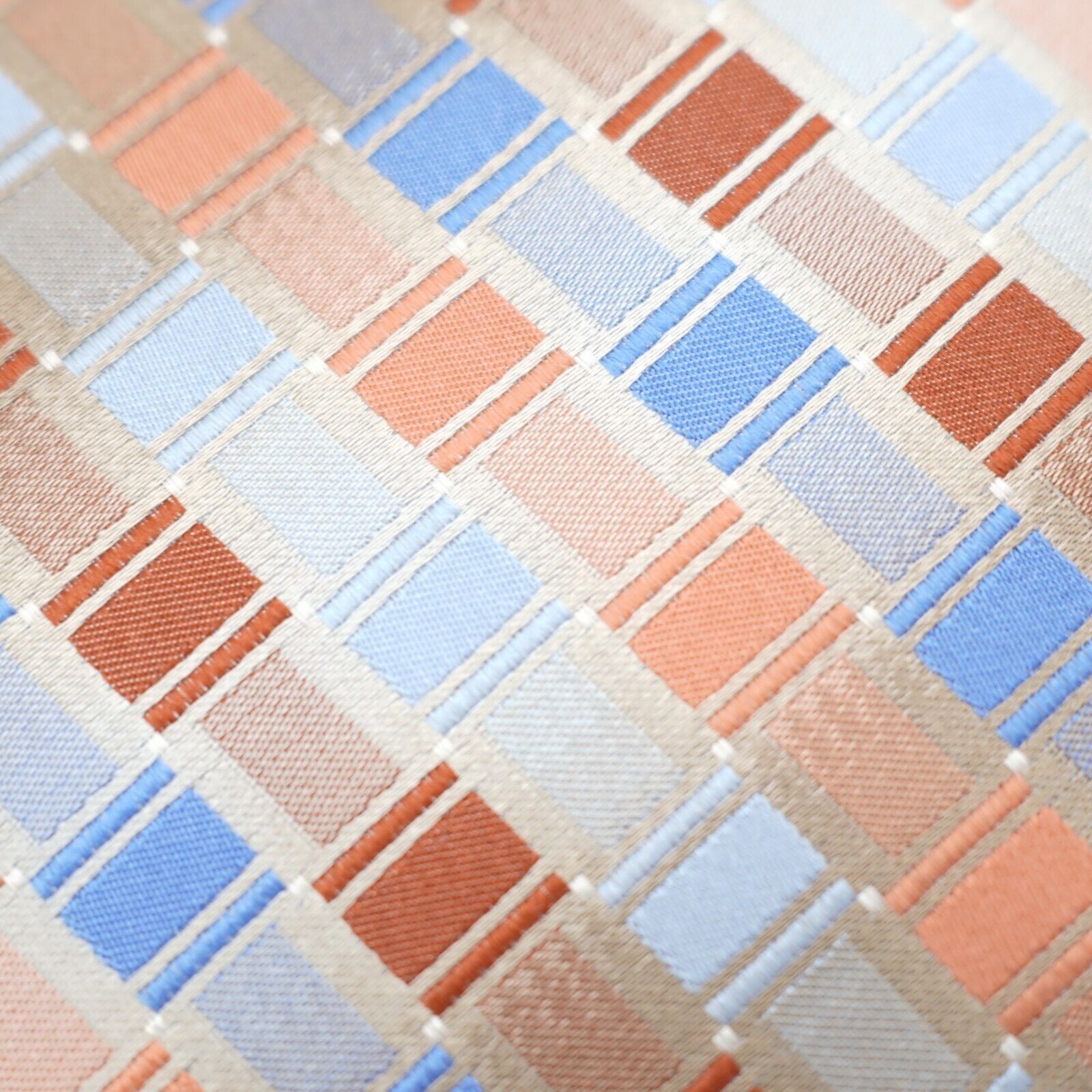 Van Heusen Van Heusen Peach Blue Basketweave Woven Silk Tie Size ONE SIZE - 2 Thumbnail