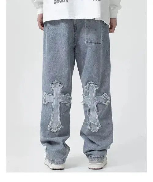 VIBE Jeans with cross edges hip-hop baggy korean style y2k punk Size US 32 / EU 48 - 2 Thumbnail