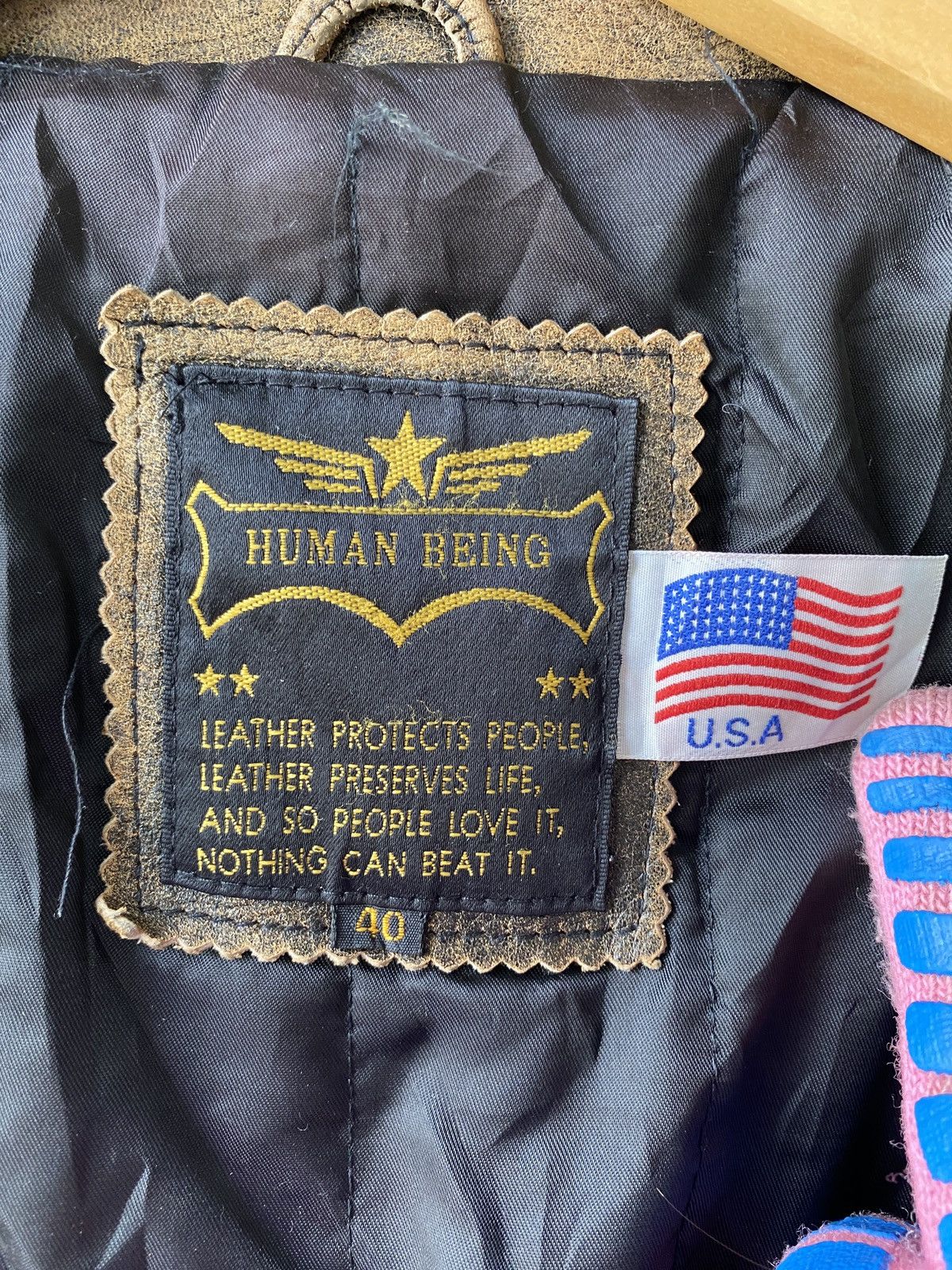 Branded Leather × Vintage Vintage 90s Human Being Union Made Leather Jacket Size US L / EU 52-54 / 3 - 18 Thumbnail