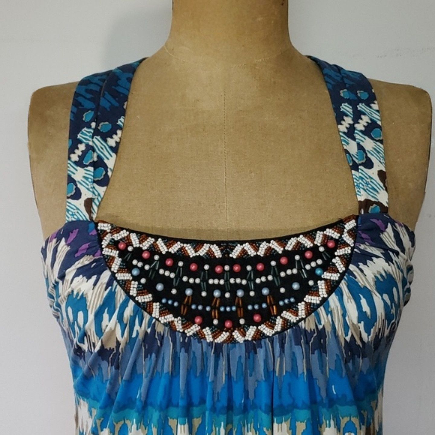 Nicole Miller Nicole Miller Size M Dress Rainbow Maxi Built-in Bra Beaded Size M / US 6-8 / IT 42-44 - 6 Thumbnail