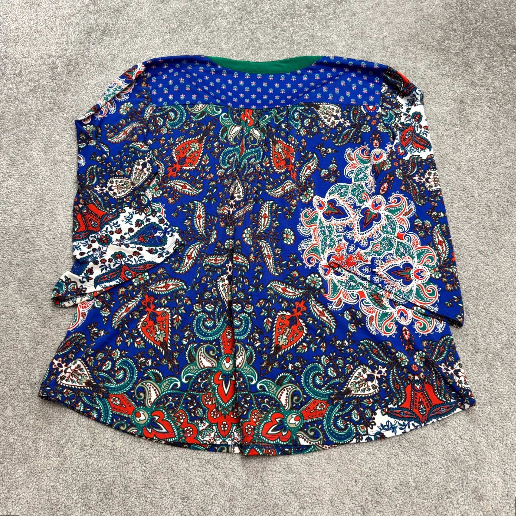 Bell Paisley Peasant Blouse Top Womens XL Blue Multi Bell Sleeve Bohemian Casual Size XL / US 12-14 / IT 48-50 - 3 Thumbnail