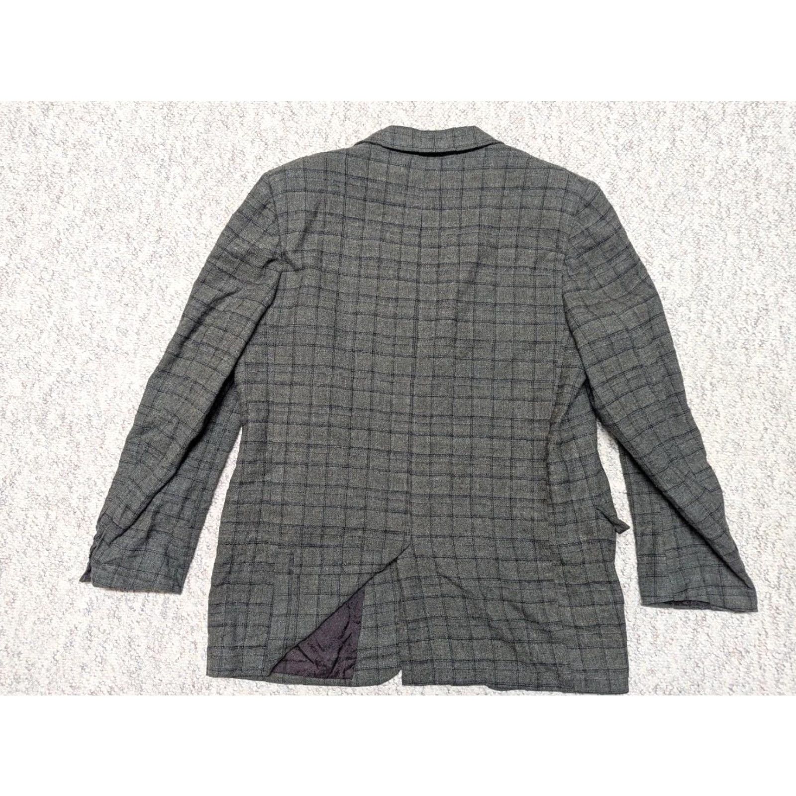Vintage VINTAGE Shelton Towne Clothes blazer sport coat Tweed wool gray-green 44L Ivy League slim notched lapel two-button herringbone jacket Mens Size 44R - 2 Thumbnail