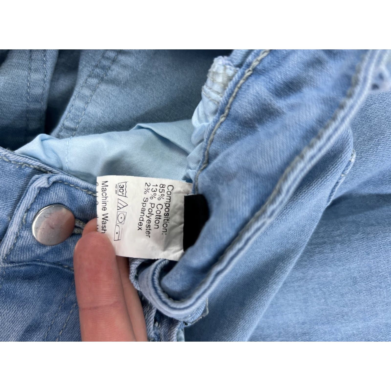 Shein SheIn Jeans Womens Small Blue Denim Flared Stretch Cotton Blend 5-Pocket Design Zipper Button Pocketed Mid Rise Regular Distressed Not Vintage Size 28" / US 6 / IT 42 - 4 Thumbnail
