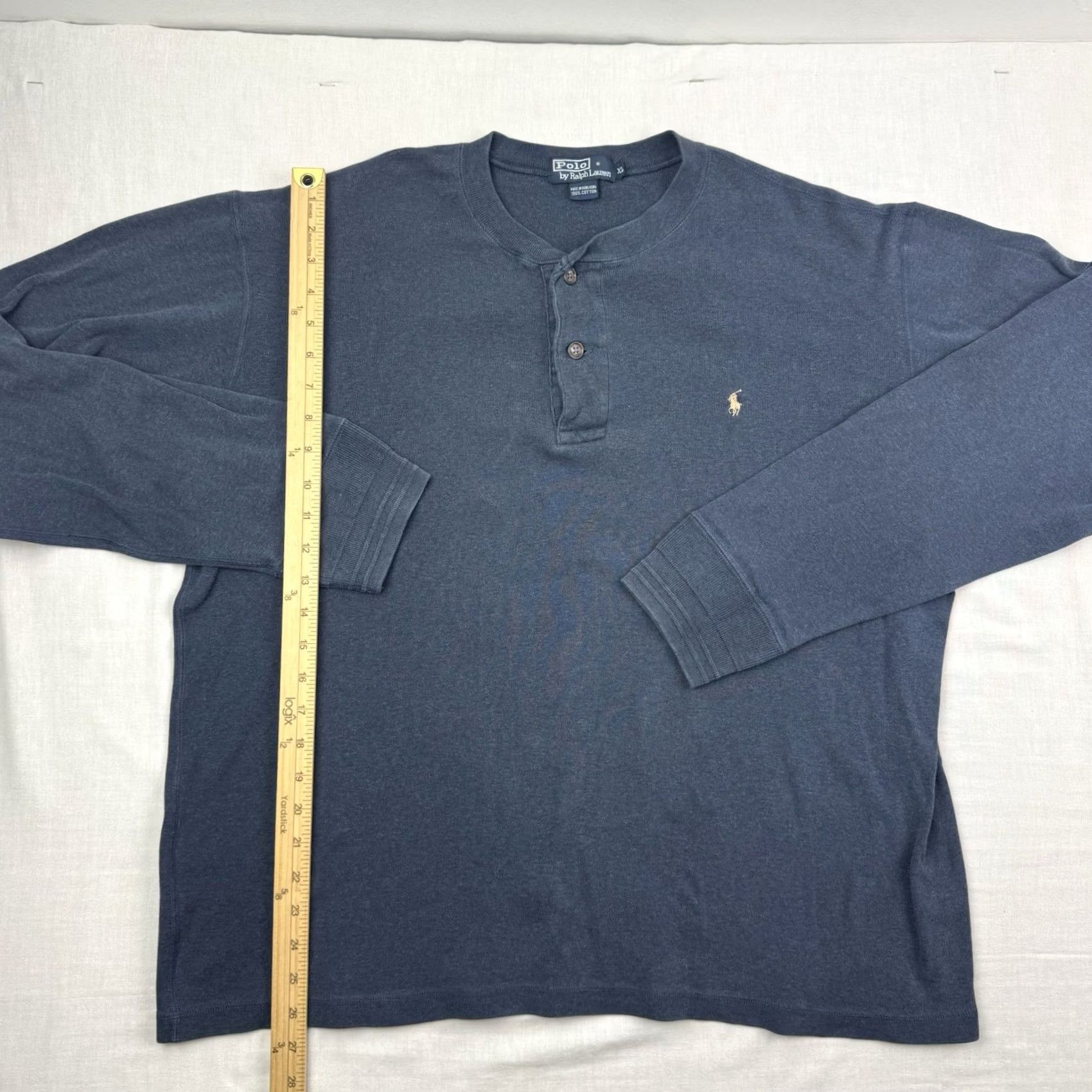 Polo Ralph Lauren VINTAGE Polo Ralph Lauren Henley Shirt Adult XL Long Sleeve Blue 90s Mens Size US XL / EU 56 / 4 - 3 Thumbnail