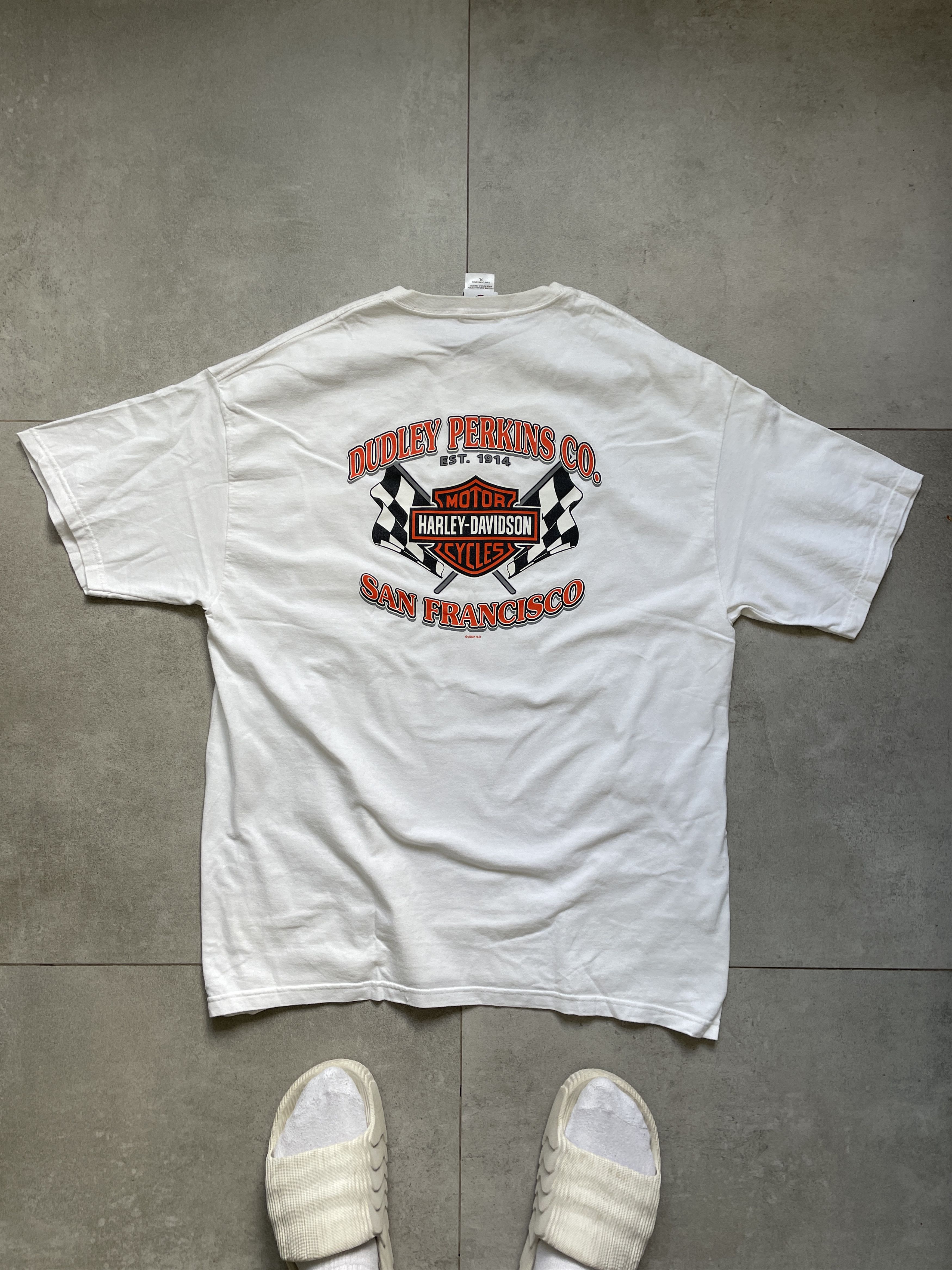 Harley Davidson VINTAGE HARLEY DAVIDSON 2002 DUDLEY PERKINS WHITE POCKET TEE Size US XL / EU 56 / 4 - 1 Thumbnail