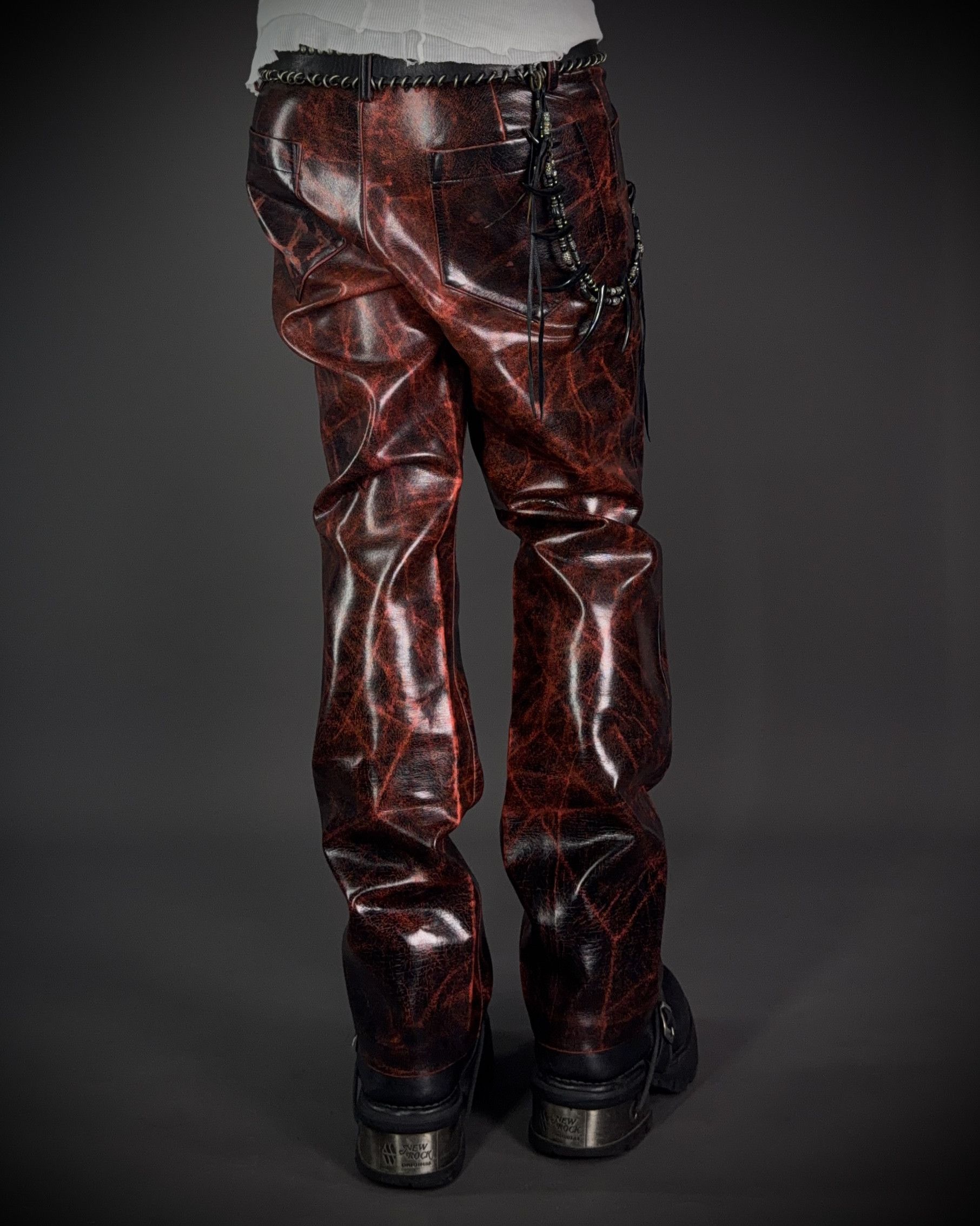 ADAM ET ROPE Adam et Rope Red Cracked Glossy PVC Pants Size US 42 / EU 58 - 1 Thumbnail