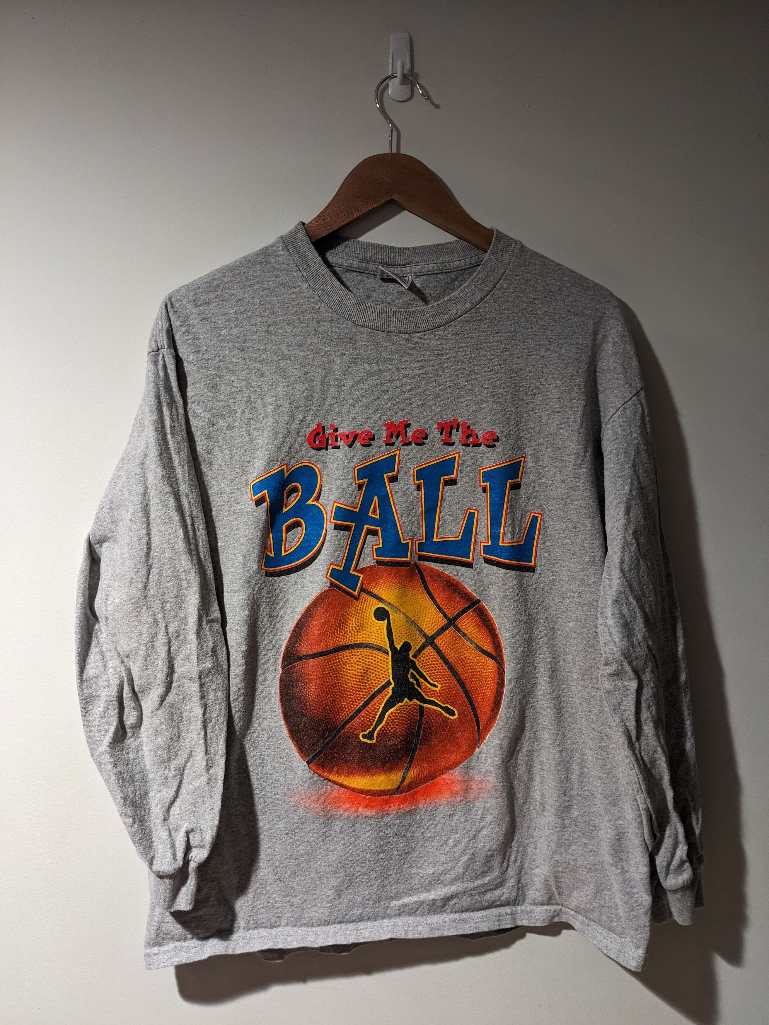 Vintage Vintage 90s Give me the Ball Basketball Power Long-Sleeve Size US L / EU 52-54 / 3 - 1 Thumbnail